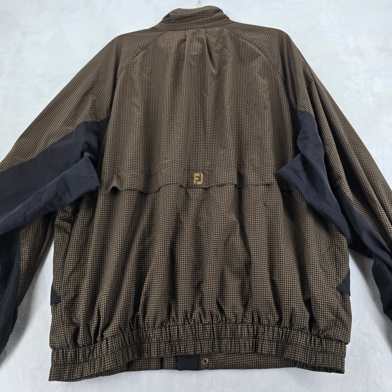 FootJoy DryJoys Jacket Mens XL Golf Jacket Brown Houndstooth Full Zip Rain Coat - Thumbnail 9