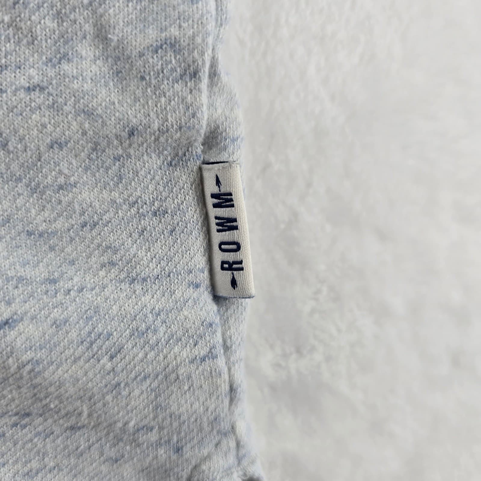 ROWM Polo Shirt Mens Large Long Sleeve Light Blue Heathered Cotton Blend - Thumbnail 4