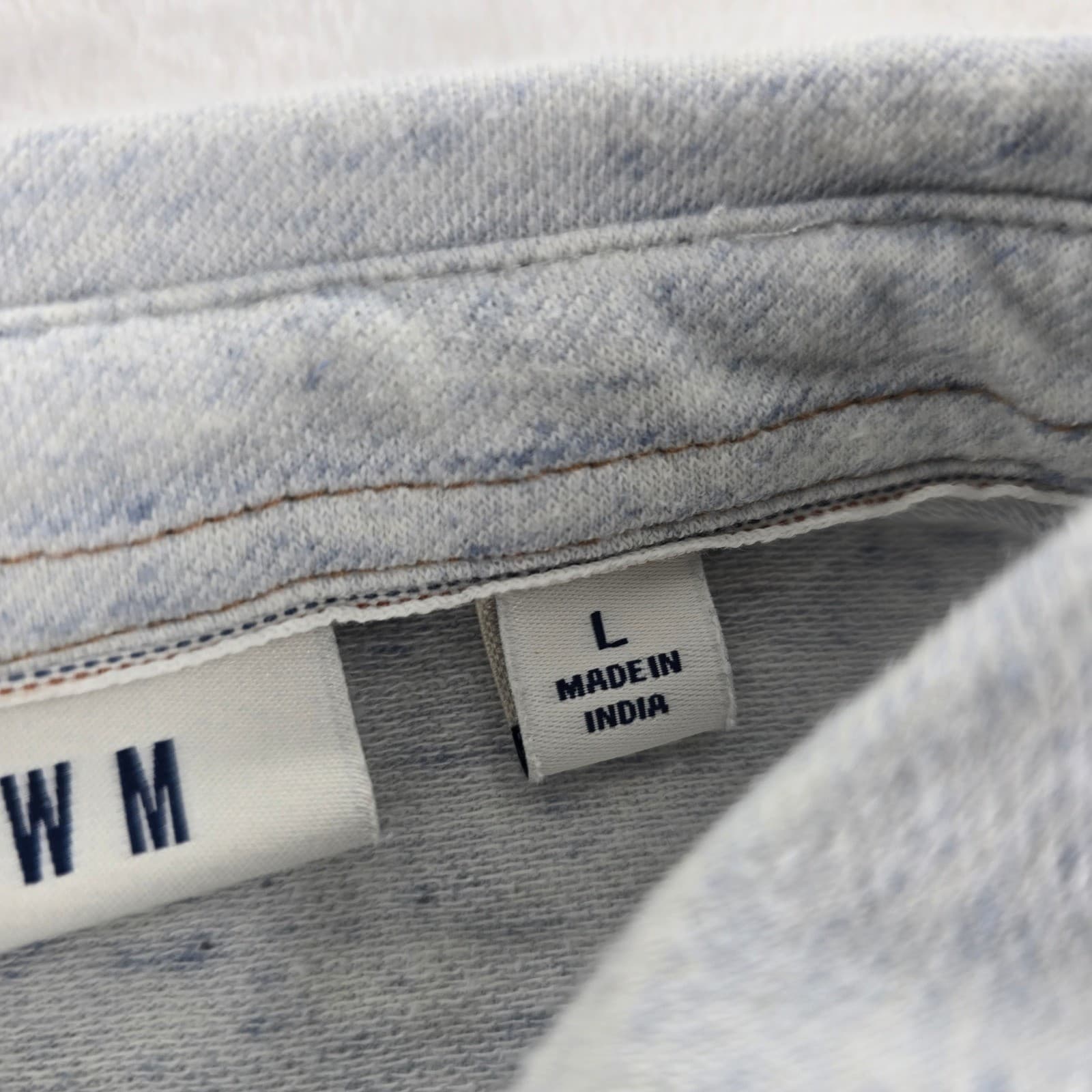 ROWM Polo Shirt Mens Large Long Sleeve Light Blue Heathered Cotton Blend - Thumbnail 3