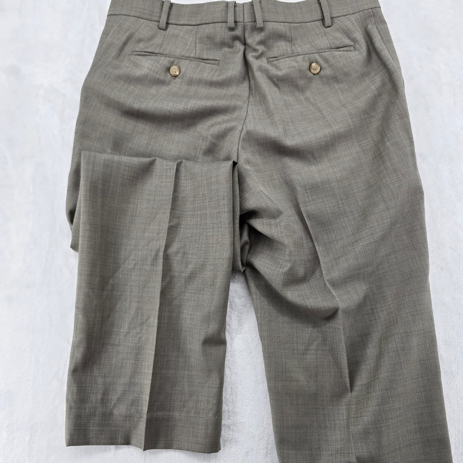 Unbranded Dress Pants Mens 35R Dress Pants Gray 100% Wool Flat Front Slacks - Thumbnail 5
