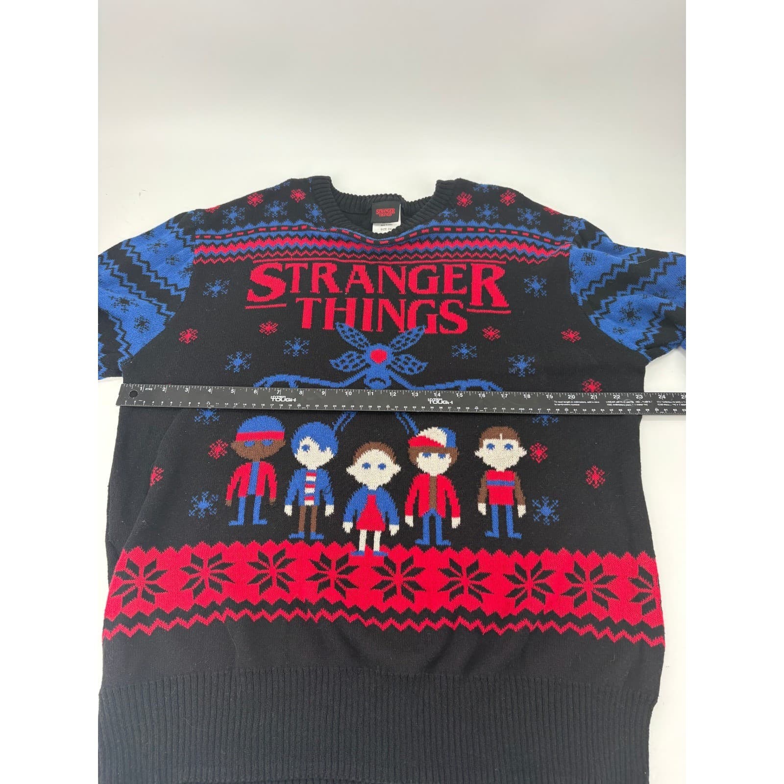 Stranger Things Ugly Christmas Sweater Demogorgon Character 2XL Black Mens - Thumbnail 5