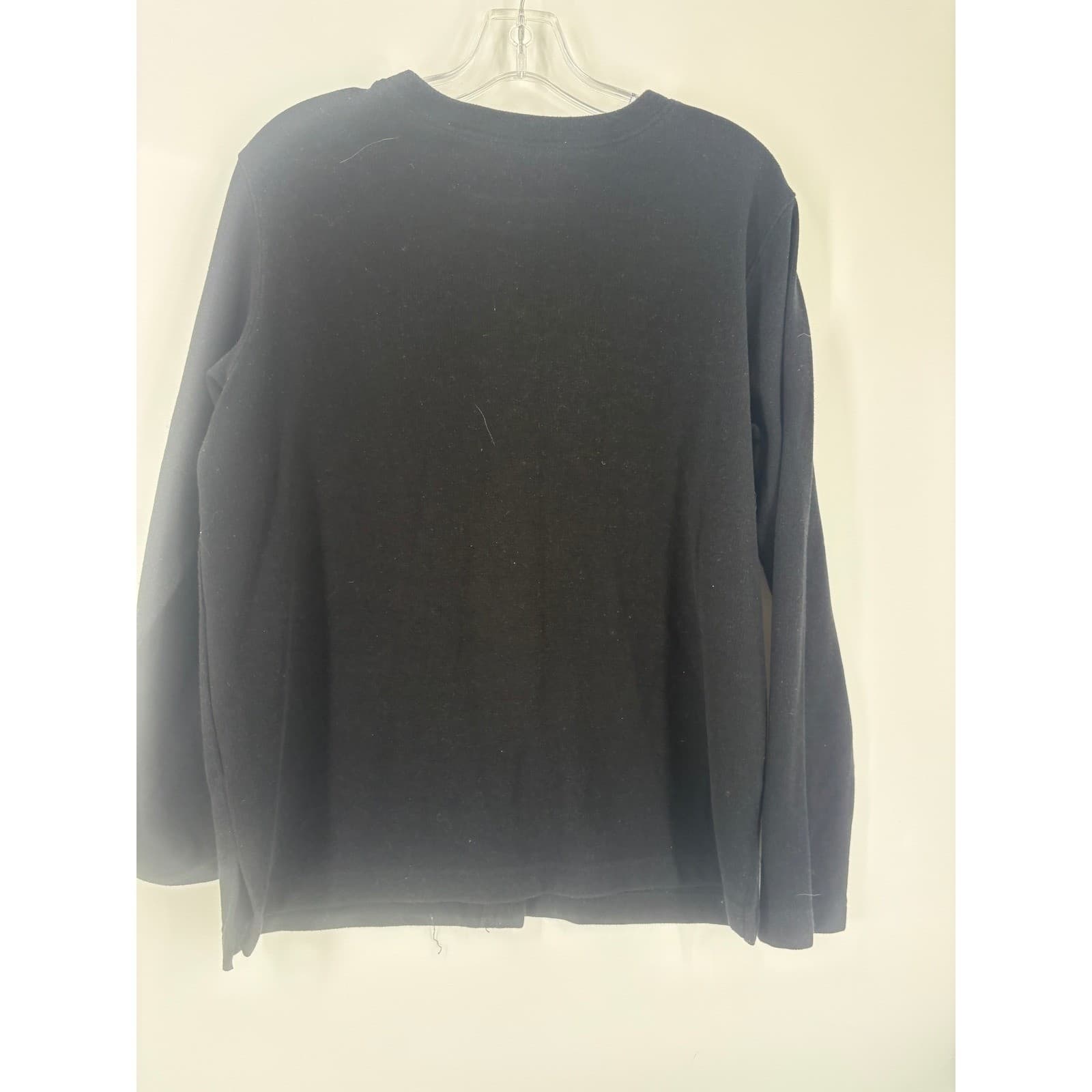 CHAUS SPORT Black Button Front Cardigan Sweater Women's Medium Ribbed Knit - Thumbnail 2