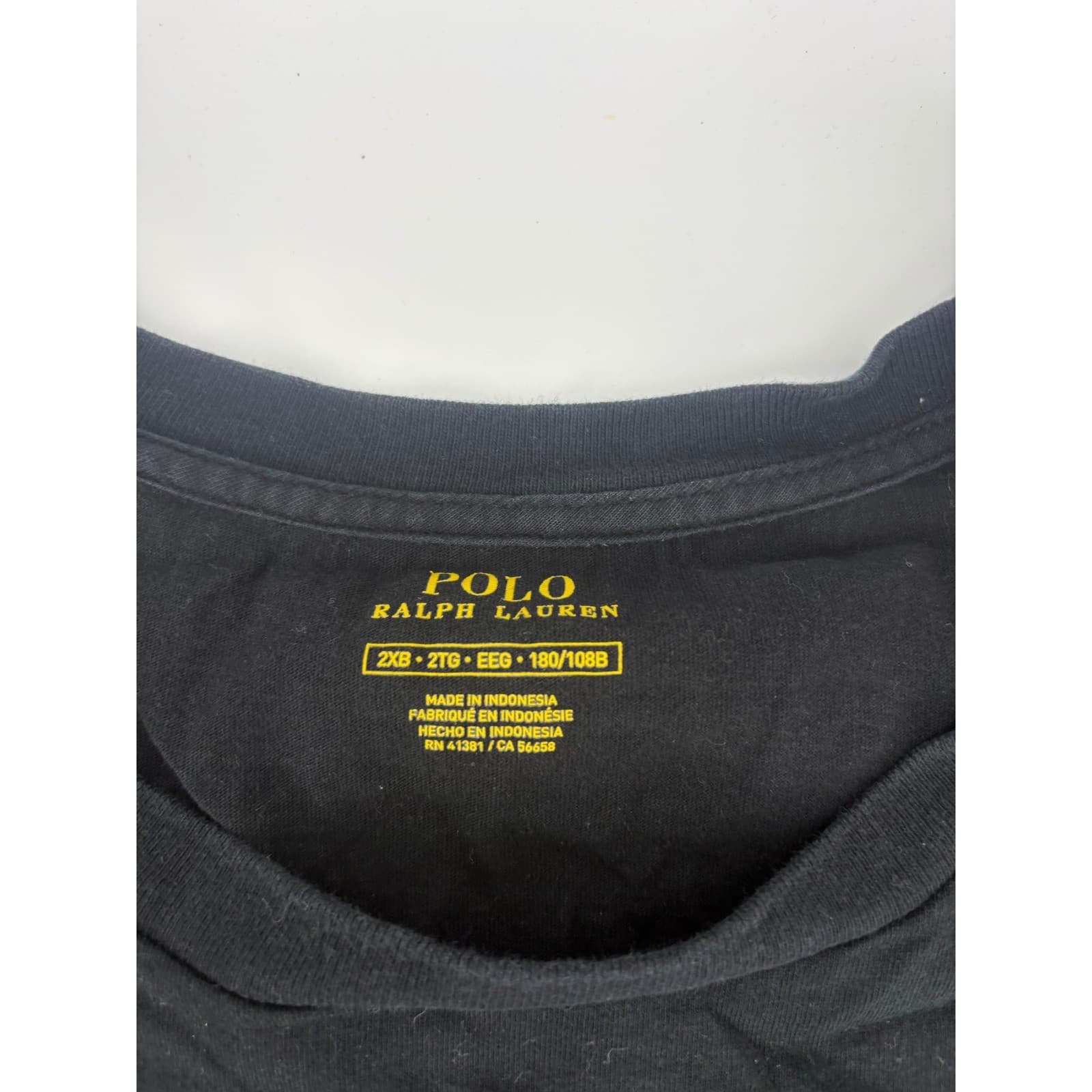 Polo Ralph Lauren Black Crew Neck T Shirt Big Tall 2XB Red Pony Logo - Thumbnail 3