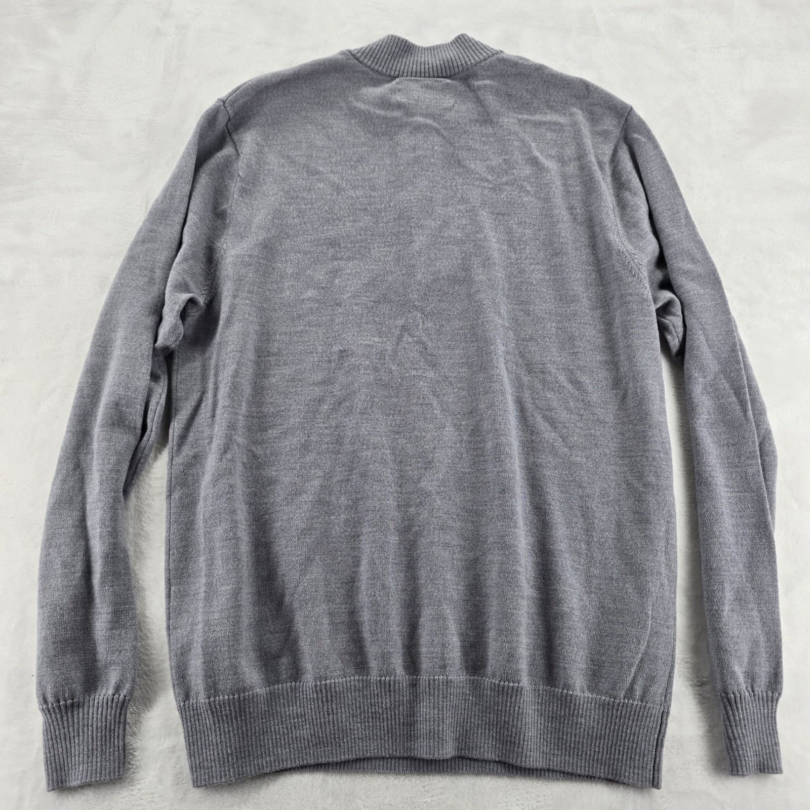 Linksoul Sweater Mens L Quarter Zip Gray Merino Wool Deercroft Golf Club LS377 - Thumbnail 9