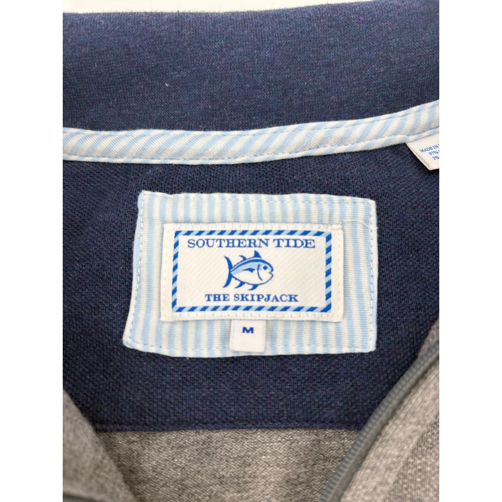 Southern Tide Pullover Mens Medium 1/4 Zip Gray Skipjack Cotton Spandex Sweater - Thumbnail 4