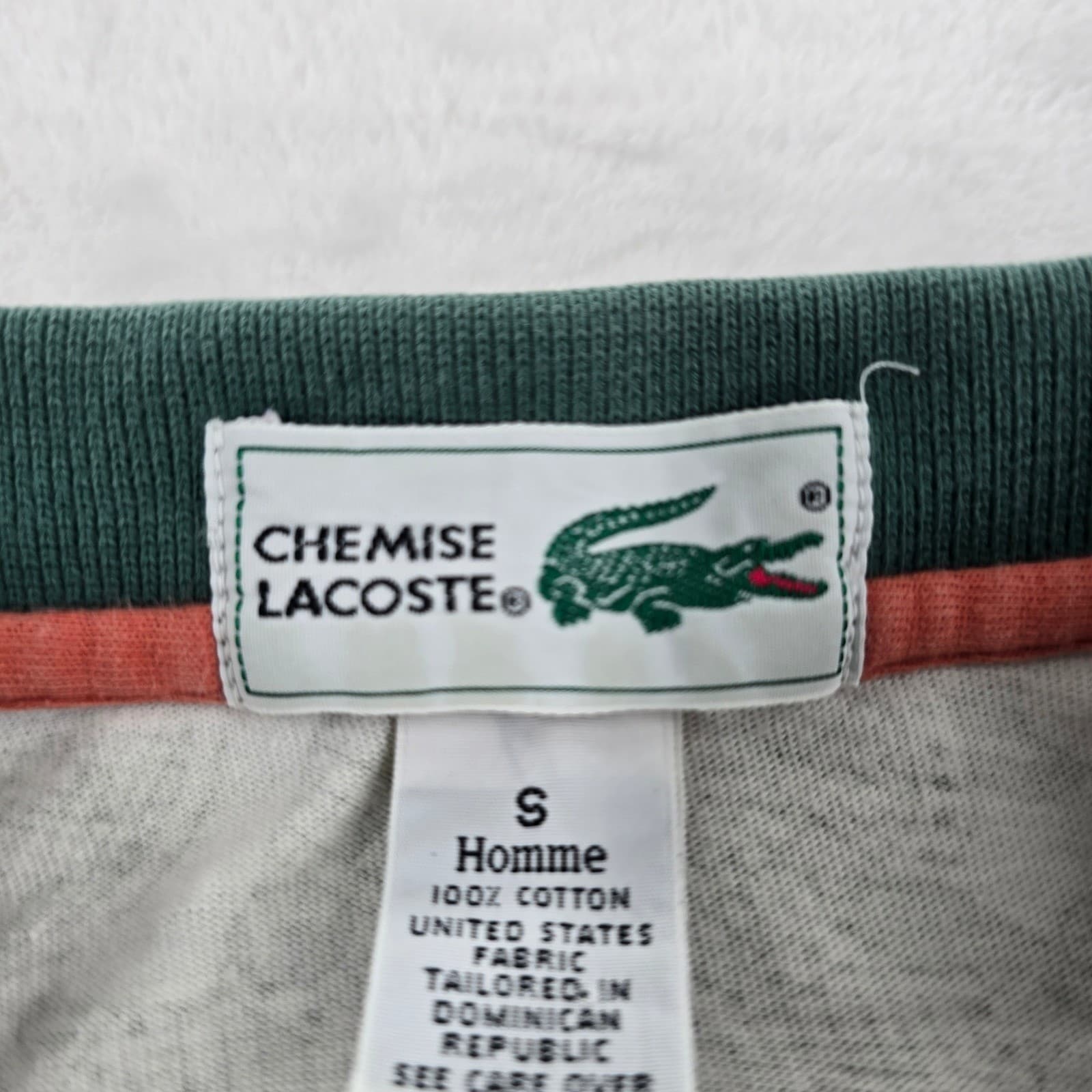 Chemise Lacoste Polo Mens S Polo Green Tennis Racquet Print Vintage Cotton - Thumbnail 2