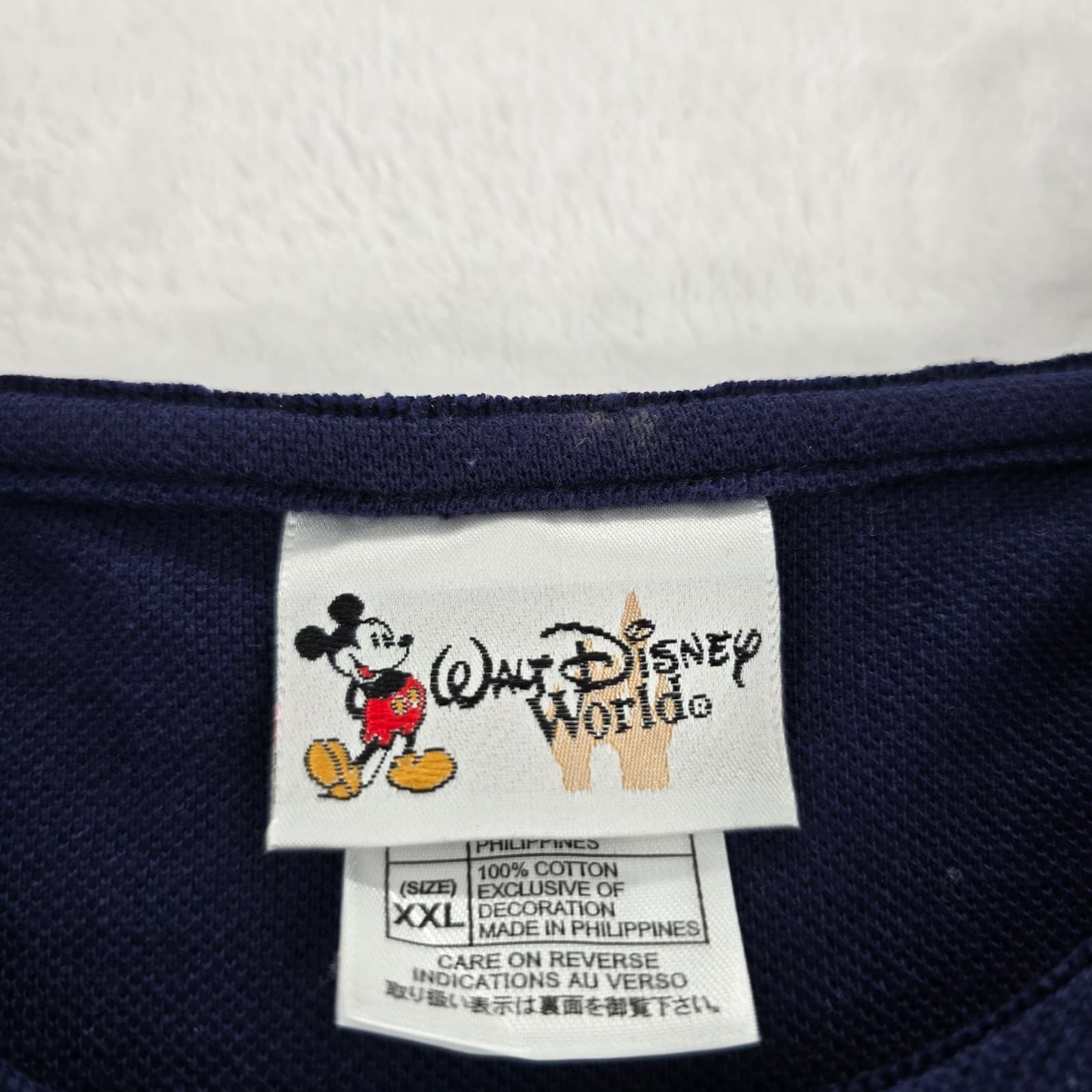 Walt Disney World Henley Mens XXL Shirt Navy Blue Mickey Mouse Pique Cotton NW - Thumbnail 3