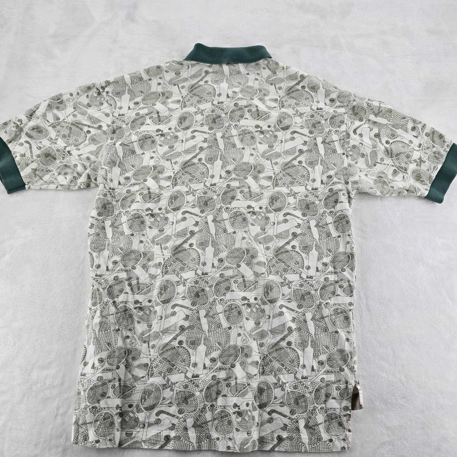 Chemise Lacoste Polo Mens S Polo Green Tennis Racquet Print Vintage Cotton - Thumbnail 8