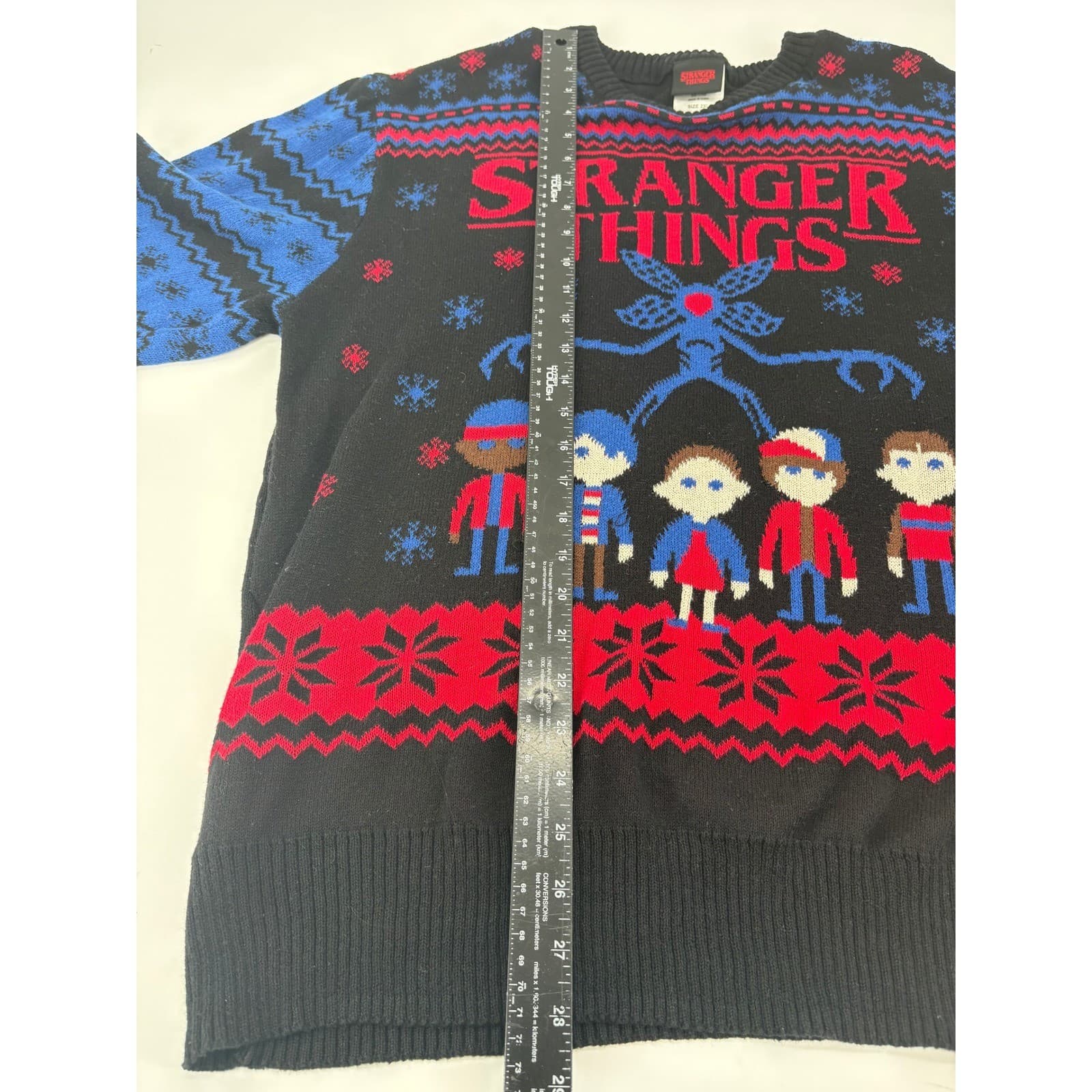 Stranger Things Ugly Christmas Sweater Demogorgon Character 2XL Black Mens - Thumbnail 4