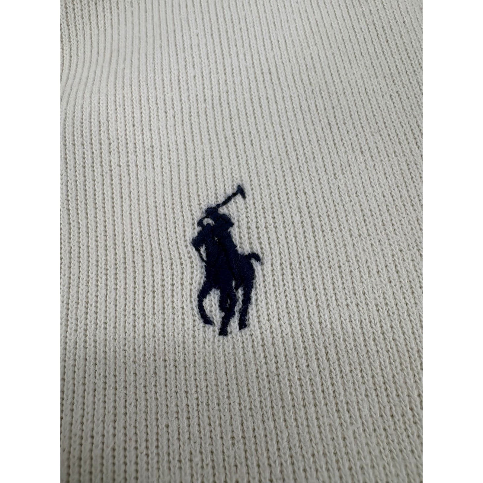 Polo Ralph Lauren Pullover Womens XL Sweater Cream Quarter Zip Ribbed Cotton - Thumbnail 3