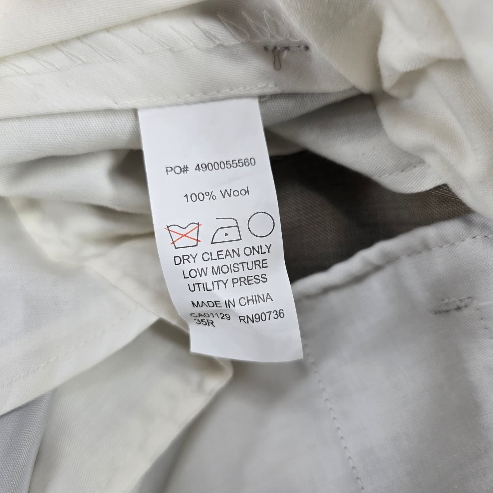 Unbranded Dress Pants Mens 35R Dress Pants Gray 100% Wool Flat Front Slacks - Thumbnail 2