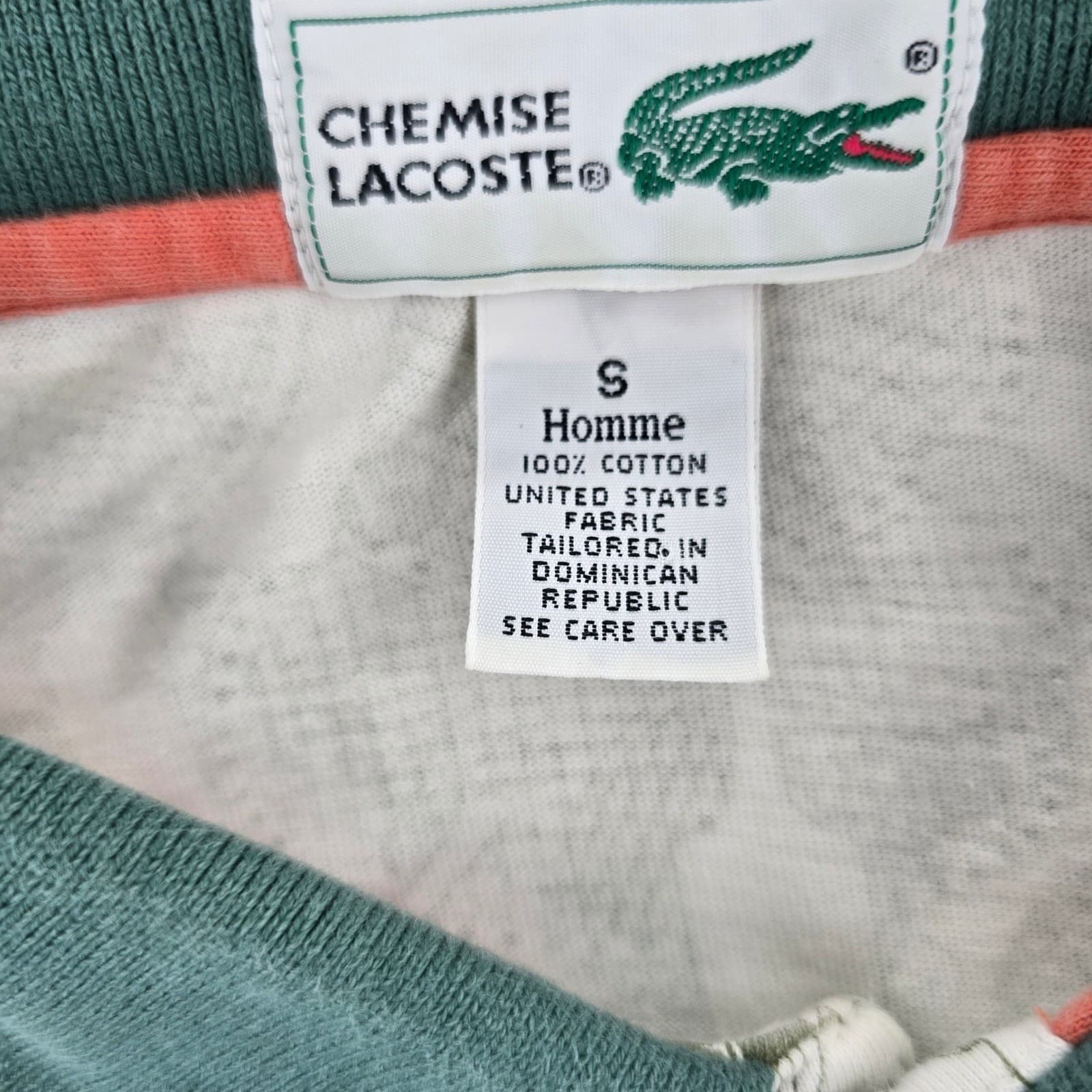 Chemise Lacoste Polo Mens S Polo Green Tennis Racquet Print Vintage Cotton - Thumbnail 3
