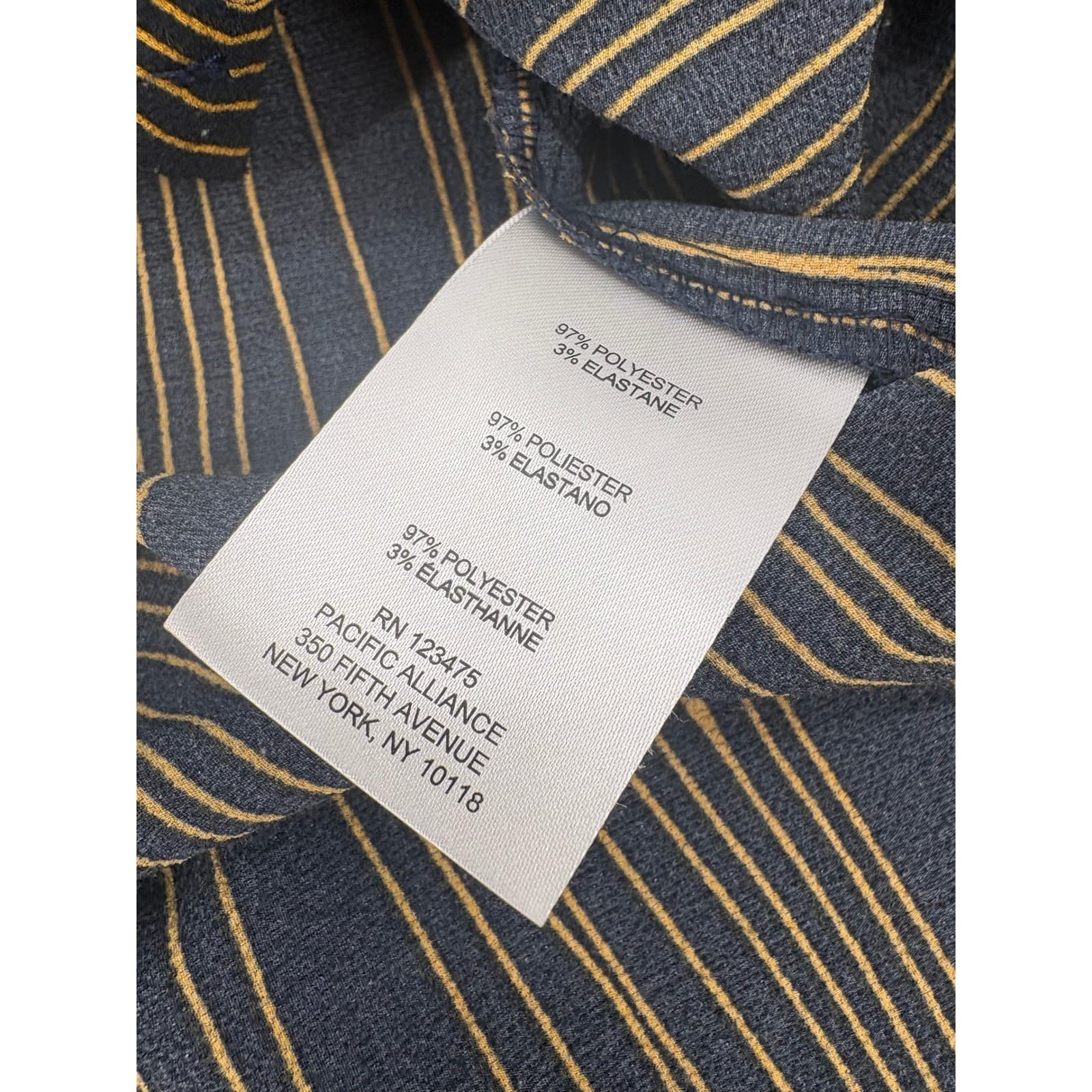 Jones New York Blouse Womens Medium Shirt Black Gold Striped Button Down 6099 - Thumbnail 4