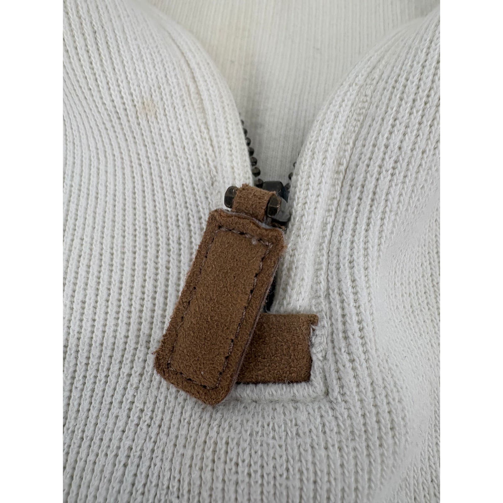 Polo Ralph Lauren Pullover Womens XL Sweater Cream Quarter Zip Ribbed Cotton - Thumbnail 4