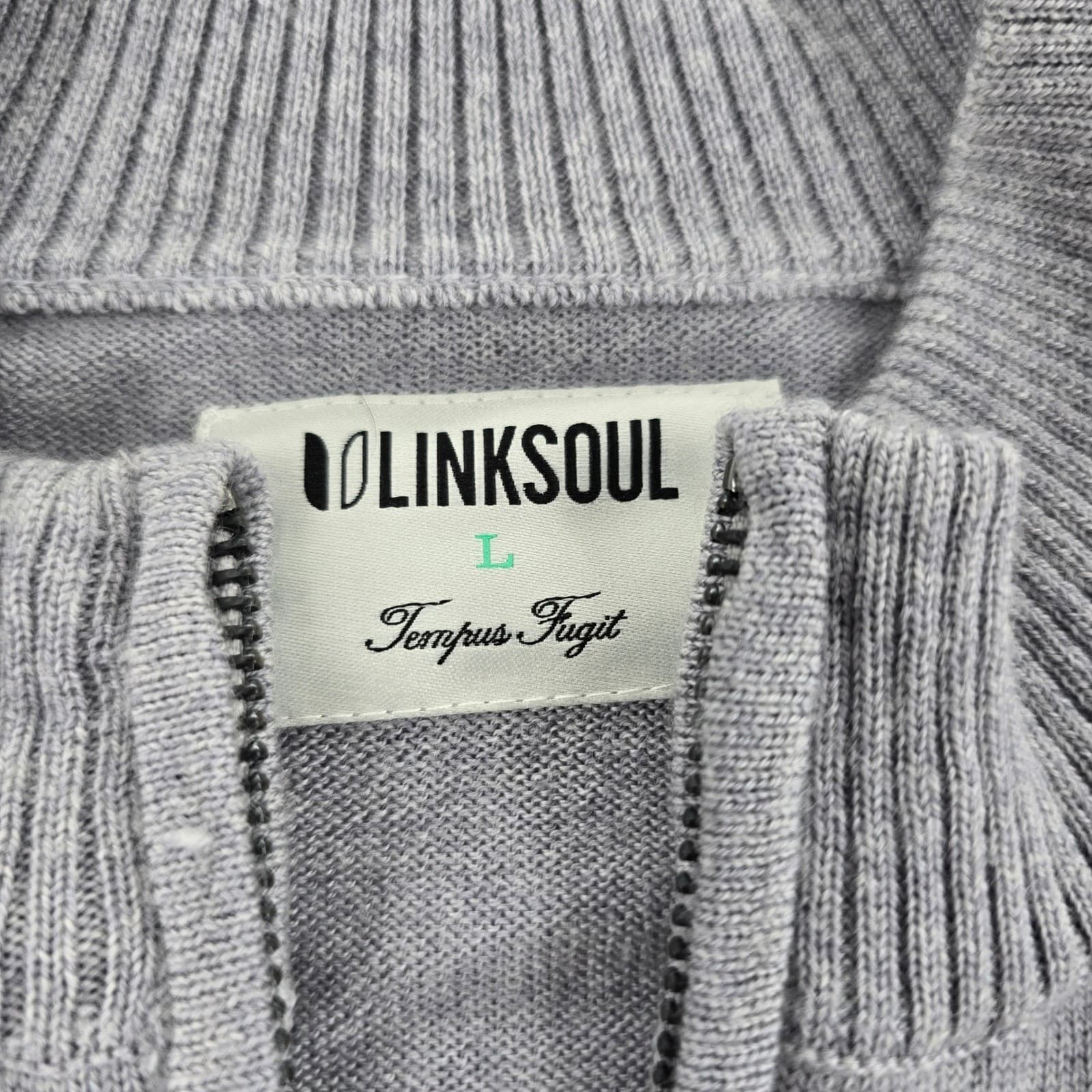 Linksoul Sweater Mens L Quarter Zip Gray Merino Wool Deercroft Golf Club LS377 - Thumbnail 5