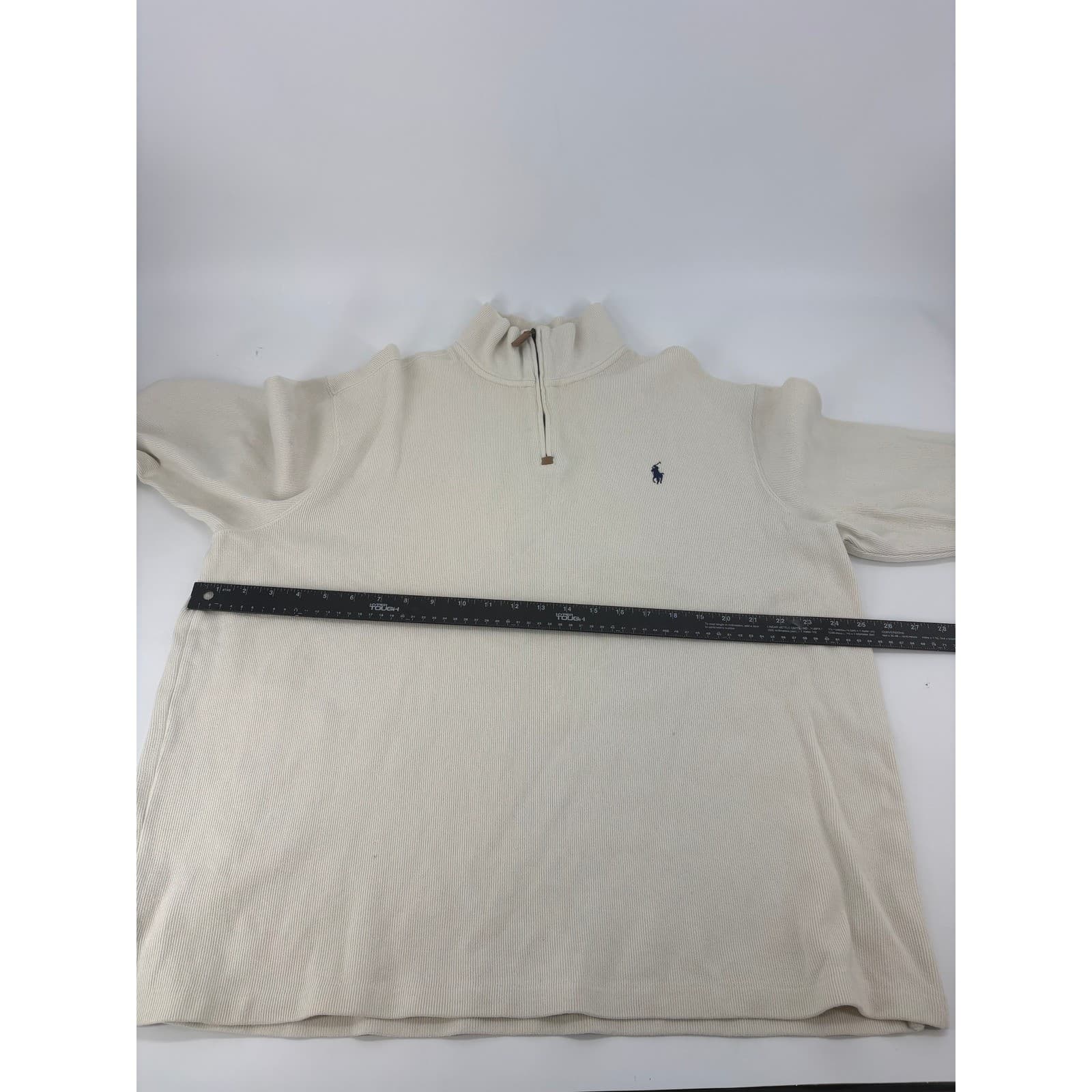 Polo Ralph Lauren Pullover Womens XL Sweater Cream Quarter Zip Ribbed Cotton - Thumbnail 6