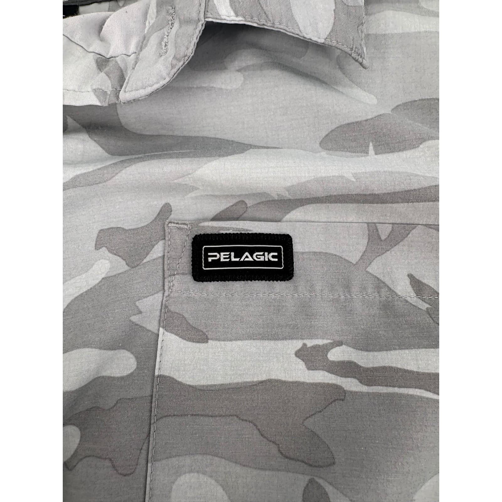Pelagic Fishing Co Mens Camo Button Up Short Sleeve Shirt XL Gray Fishing - Thumbnail 5