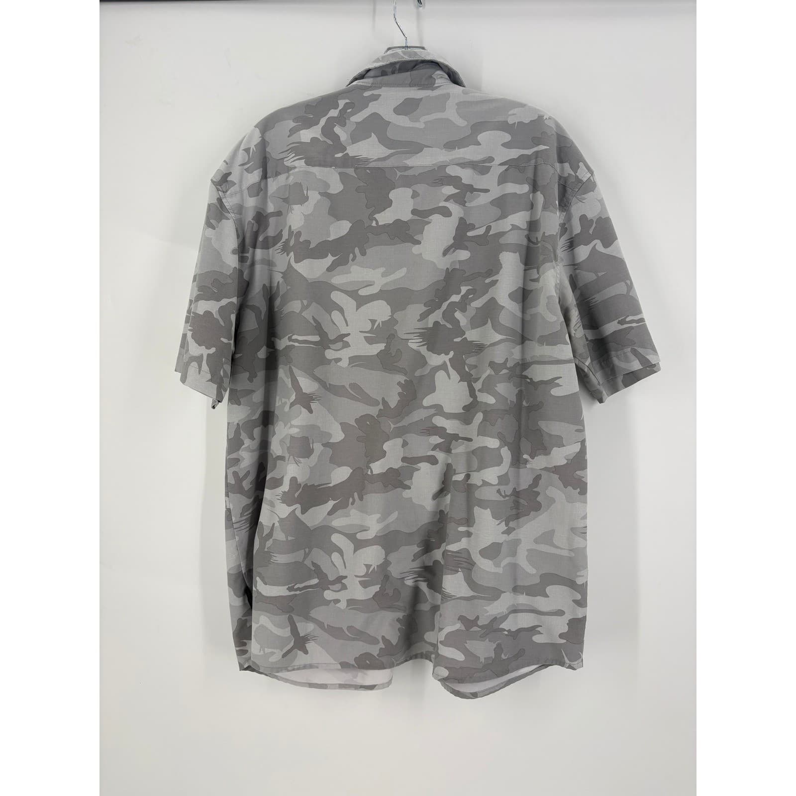 Pelagic Fishing Co Mens Camo Button Up Short Sleeve Shirt XL Gray Fishing - Thumbnail 3