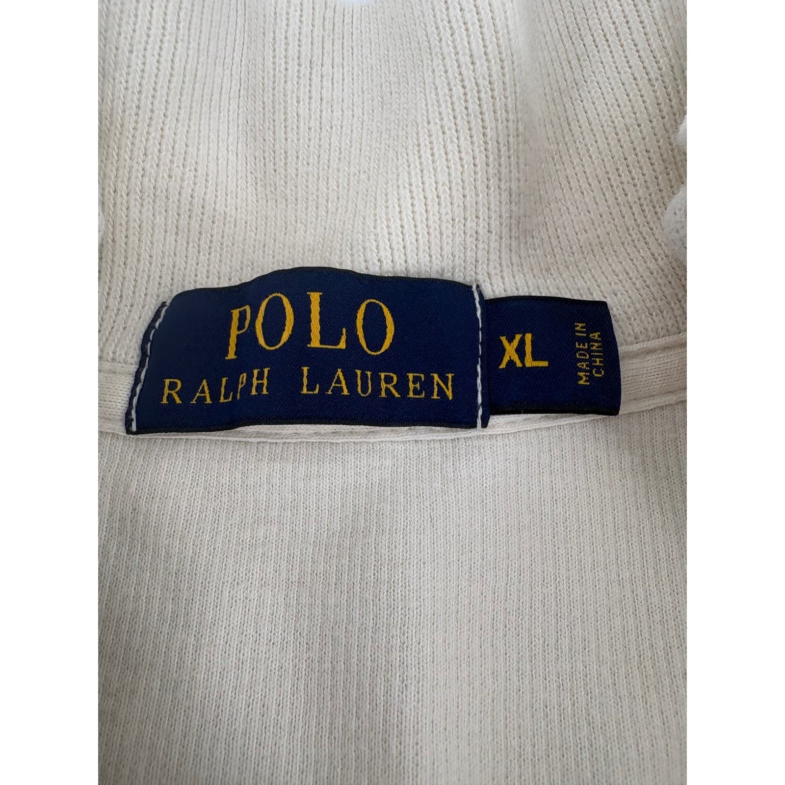 Polo Ralph Lauren Pullover Womens XL Sweater Cream Quarter Zip Ribbed Cotton - Thumbnail 2