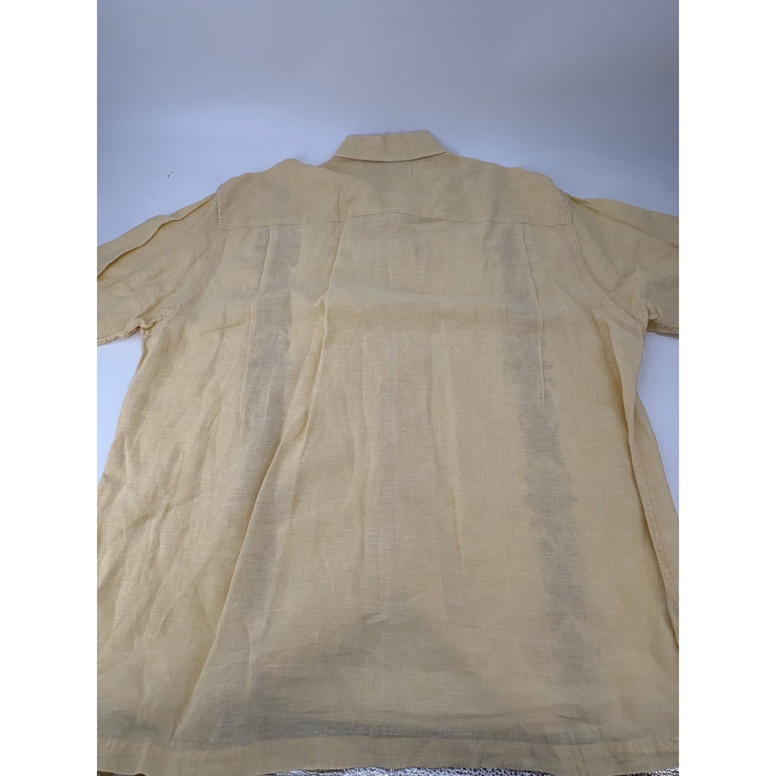 Tommy Bahama Embroidered Linen Camp Shirt XXL Yellow Mens - Thumbnail 7