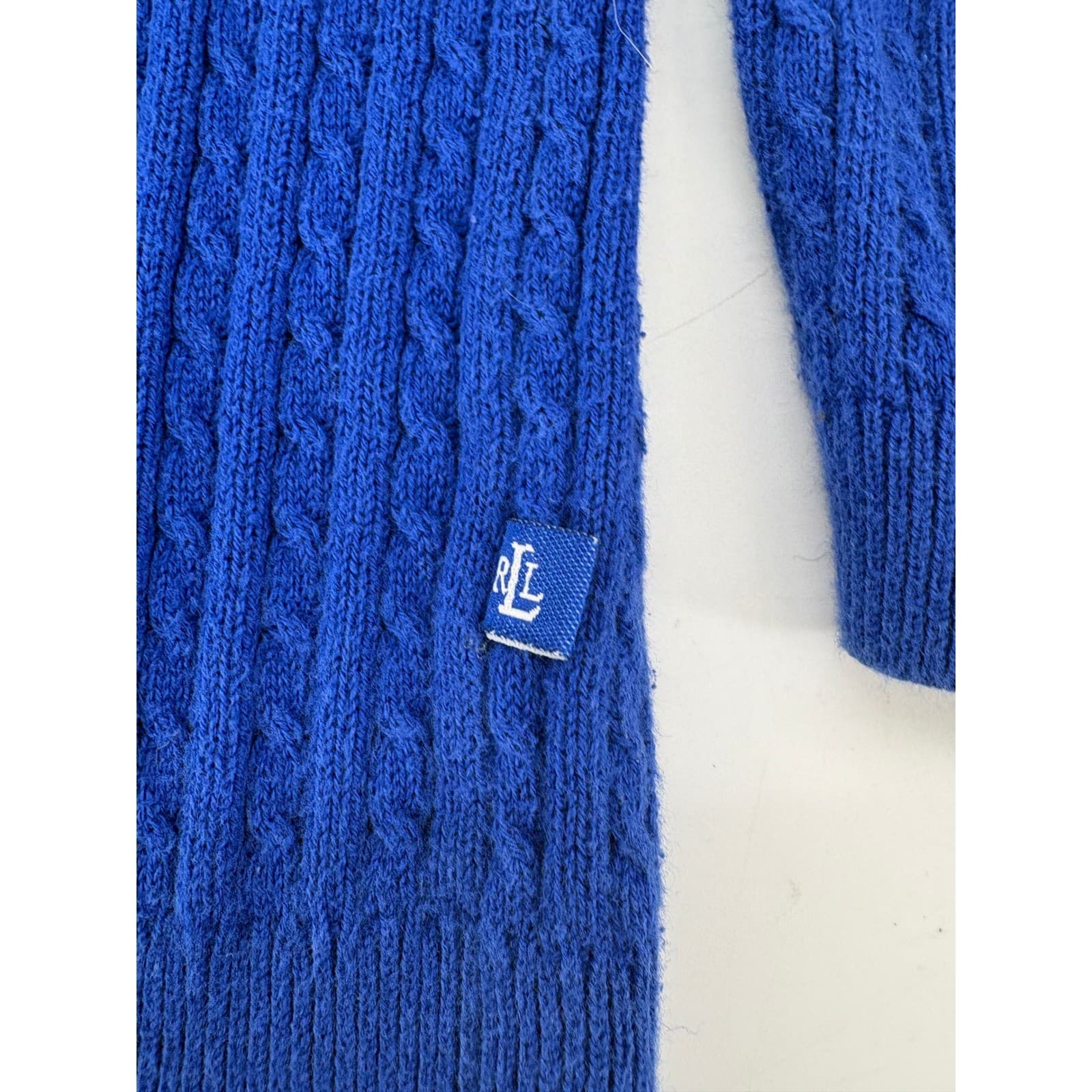 Lauren Ralph Lauren Cable Knit V-Neck Sweater Cotton Small Blue Womens - Thumbnail 8