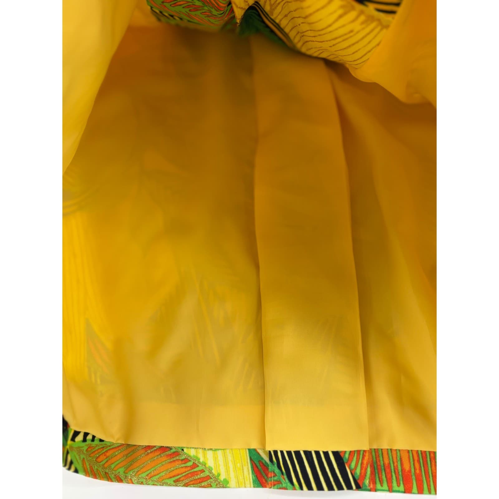 Chicos Tropical Leaf Print Button Front Jacket Size 1 Yellow Green Womens - Thumbnail 4