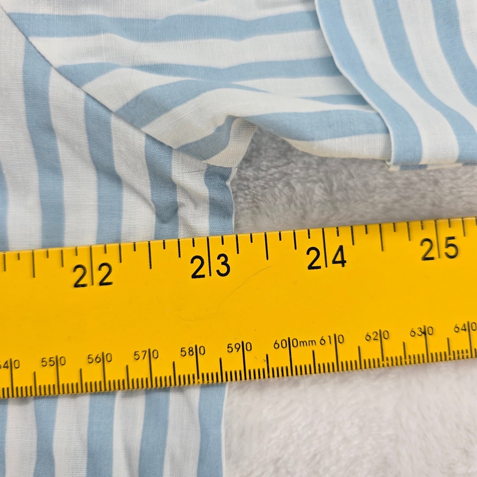 National Pajama Set Womens Large 2 PC Shorts Shirt Blue White Striped Cotton - Thumbnail 4