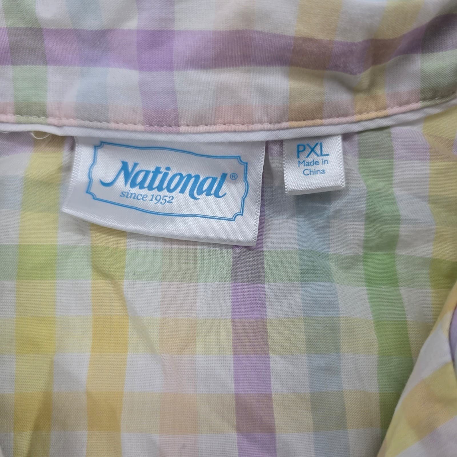 National Pajama Set Womens PXL Pajamas Pastel Plaid Cotton Blend Gingham - Thumbnail 2