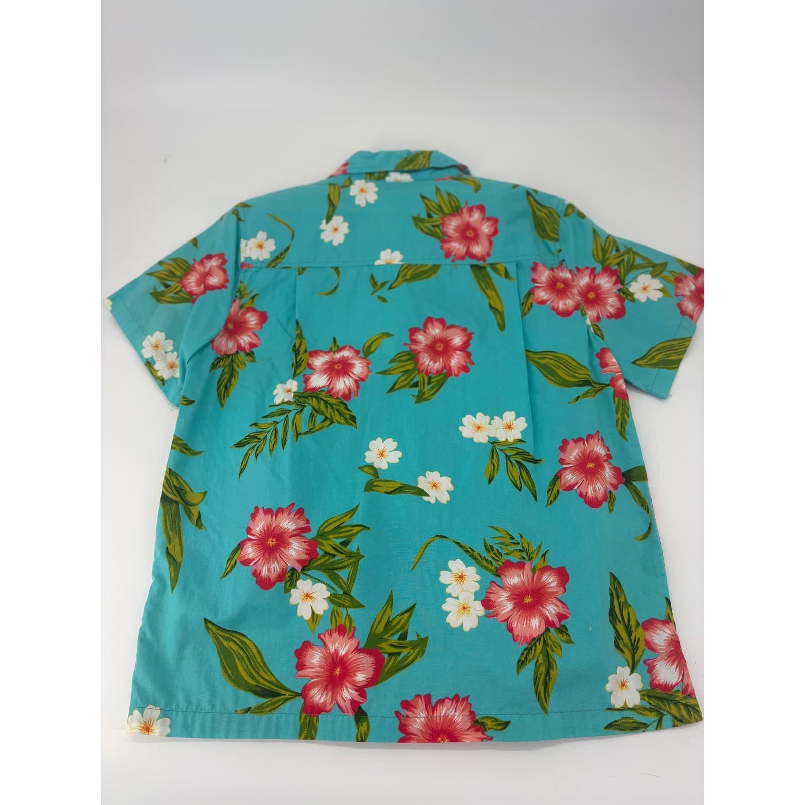 Victoria Jones Petite Button Up Shirt Tropical Floral PM Teal Blue Womens - Thumbnail 6