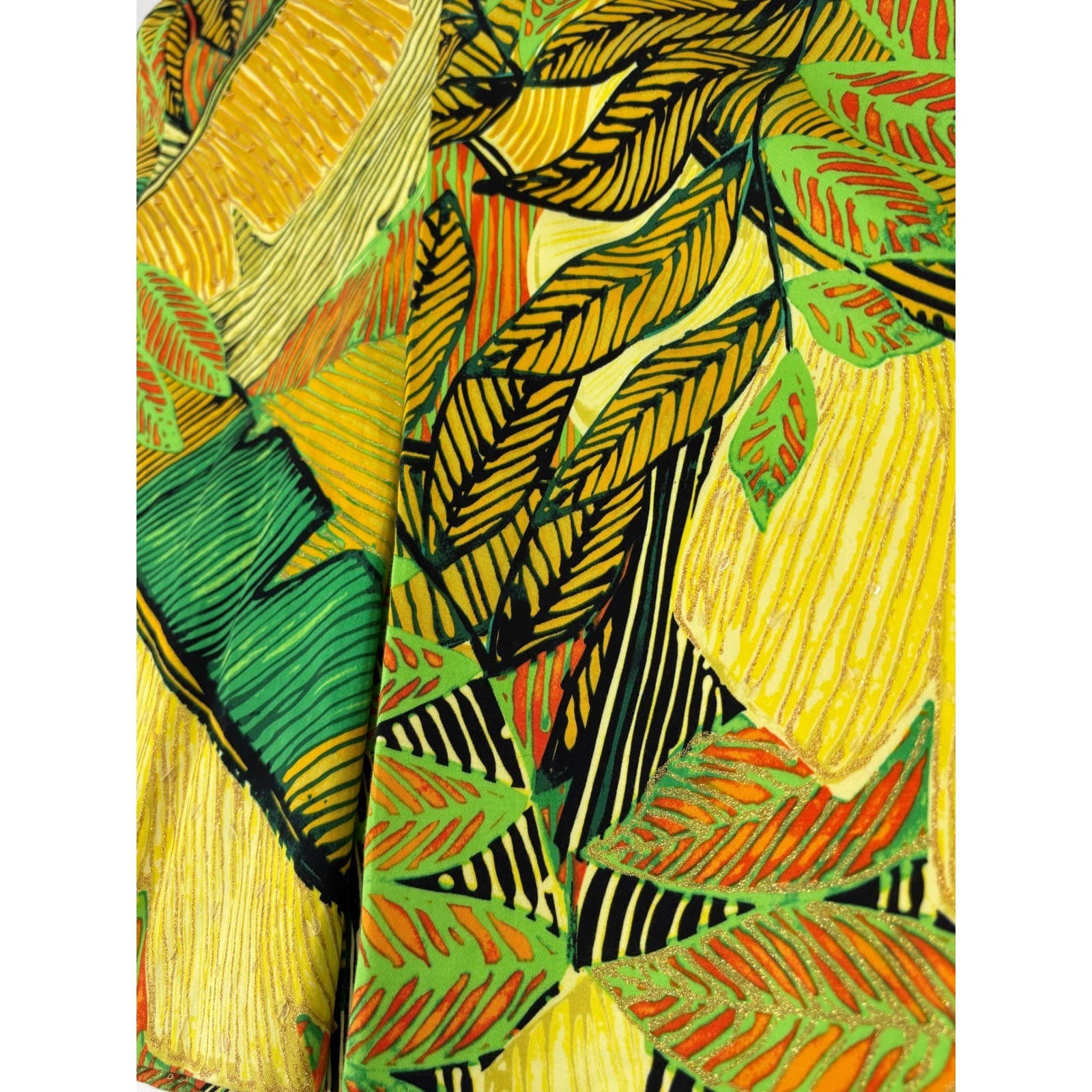 Chicos Tropical Leaf Print Button Front Jacket Size 1 Yellow Green Womens - Thumbnail 7