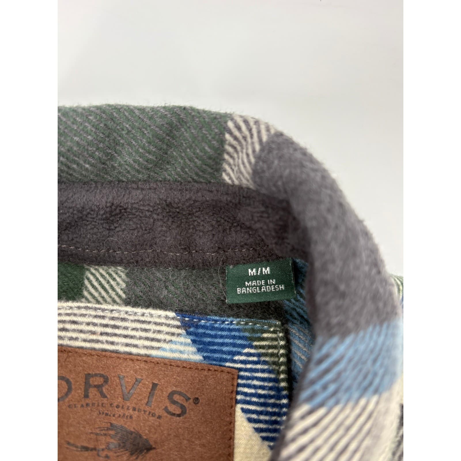 Orvis Classic Collection Flannel Shirt Plaid Heavyweight Medium Green Mens - Thumbnail 3