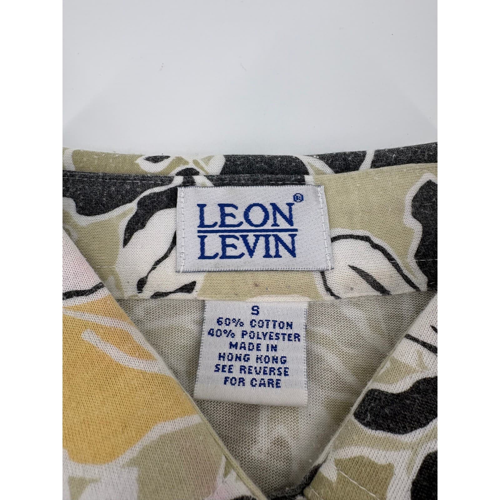 Leon Levin Short Sleeve Polo Shirt Floral Print Size S Tan Yellow Womens - Thumbnail 2