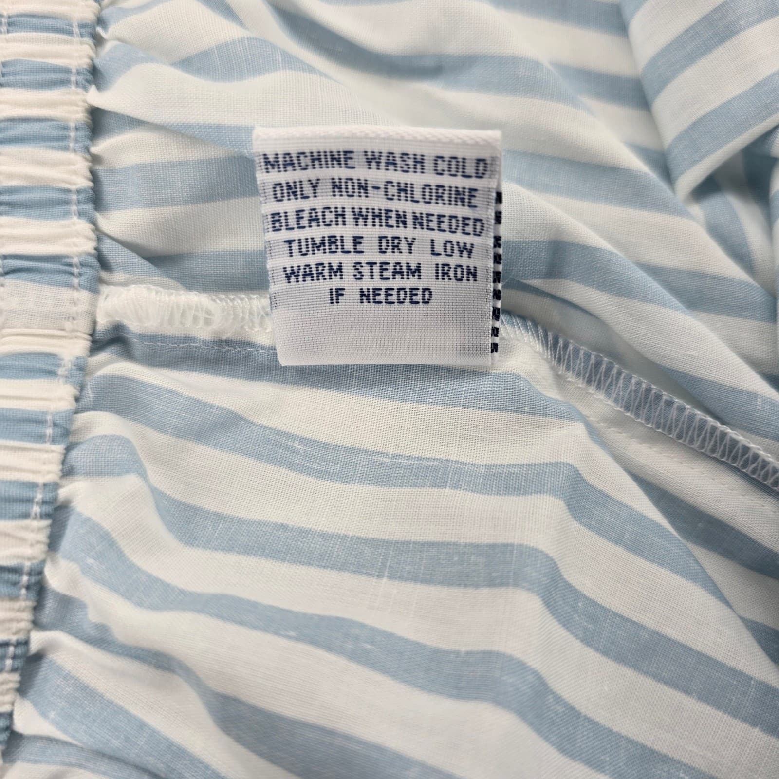 National Pajama Set Womens Large 2 PC Shorts Shirt Blue White Striped Cotton - Thumbnail 8