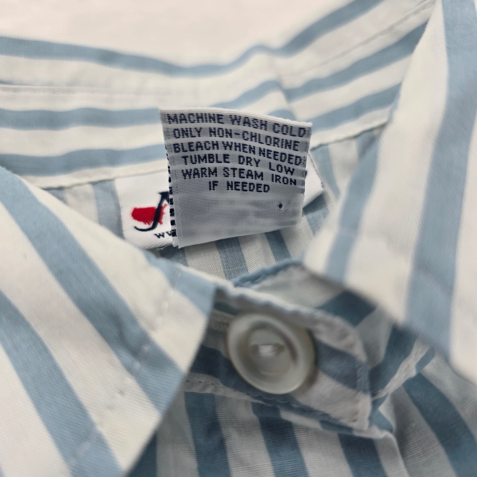 National Pajama Set Womens Large 2 PC Shorts Shirt Blue White Striped Cotton - Thumbnail 3