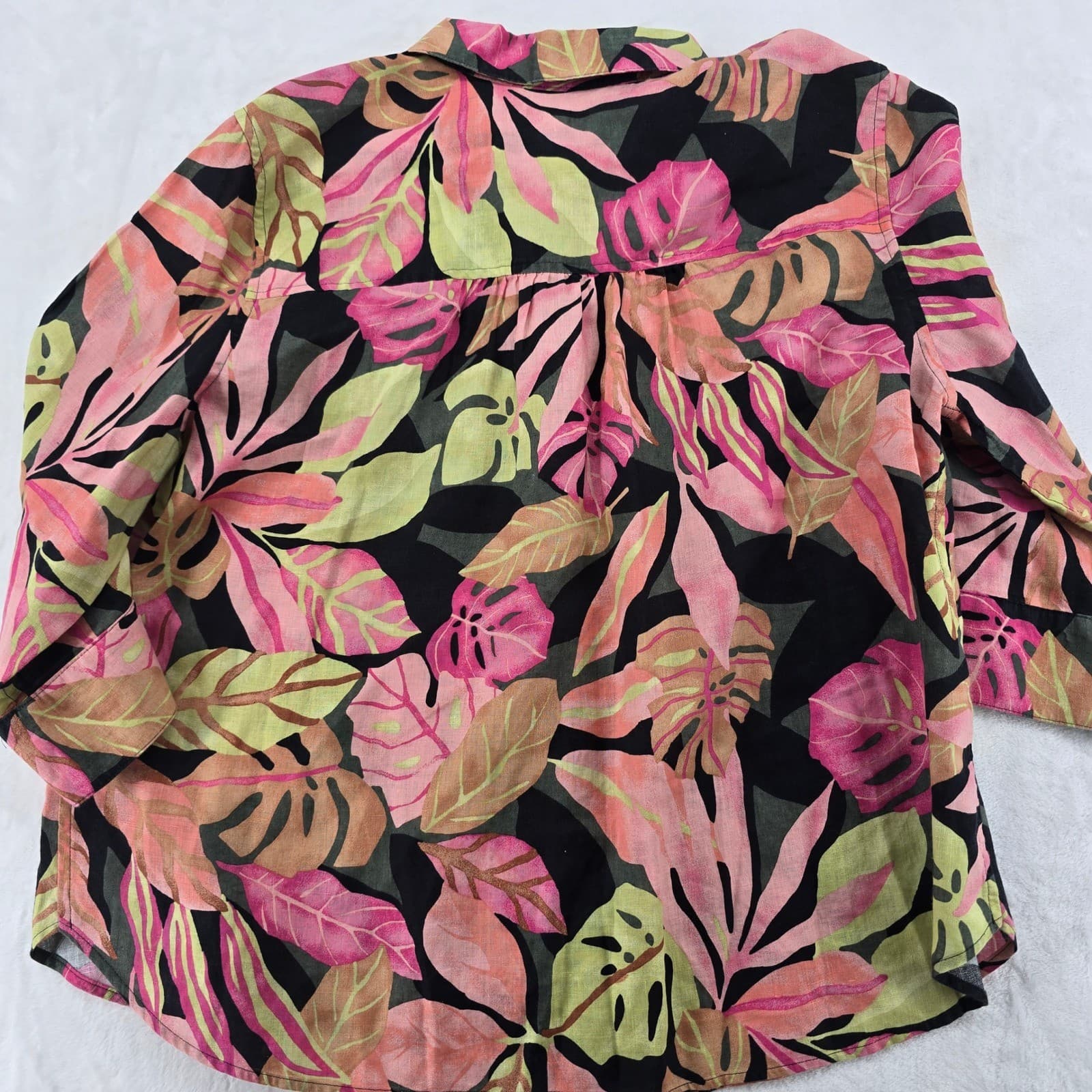 Chico's Button Up Womens 3P Blouse Multicolor Tropical No-Iron FreshChic Leaf - Thumbnail 6