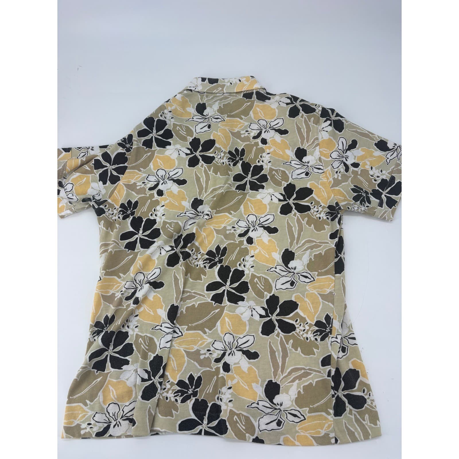 Leon Levin Short Sleeve Polo Shirt Floral Print Size S Tan Yellow Womens - Thumbnail 6