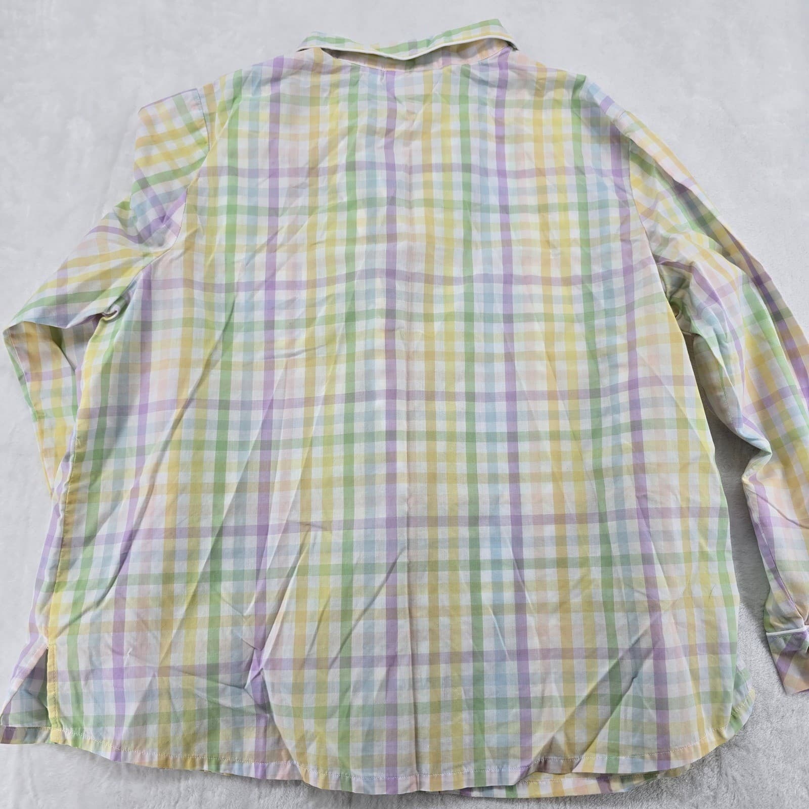 National Pajama Set Womens PXL Pajamas Pastel Plaid Cotton Blend Gingham - Thumbnail 7
