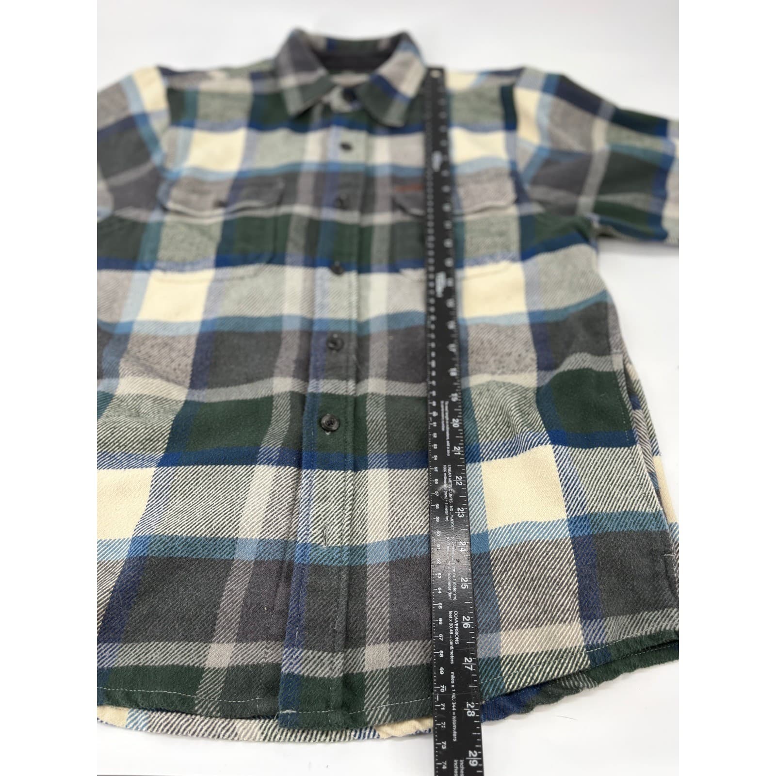 Orvis Classic Collection Flannel Shirt Plaid Heavyweight Medium Green Mens - Thumbnail 7