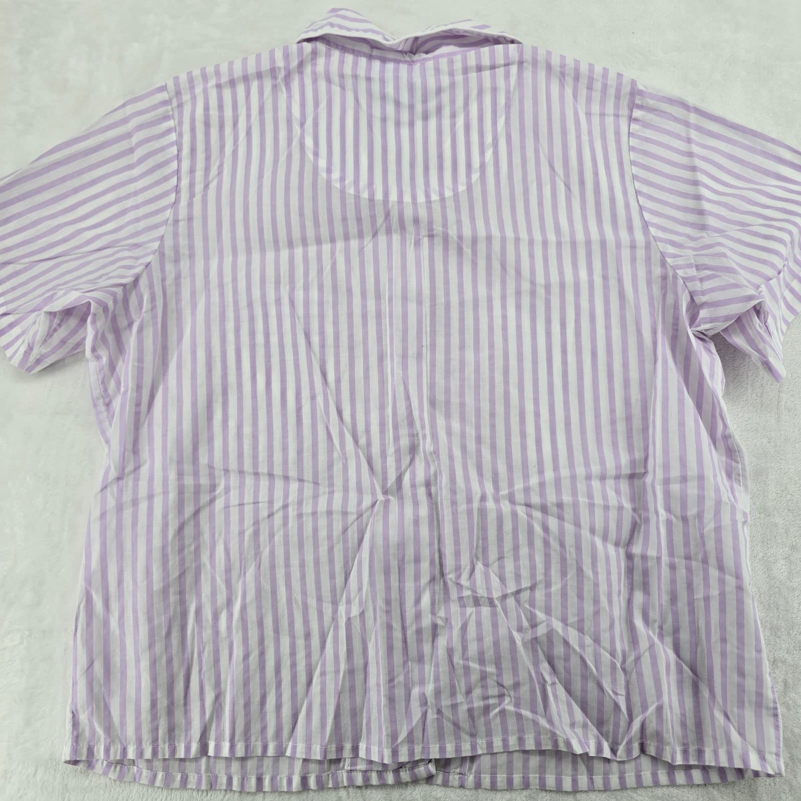 National Pajama Set Womens PXL Pajamas Purple Striped 2pc Cotton Blend 17704 - Thumbnail 5