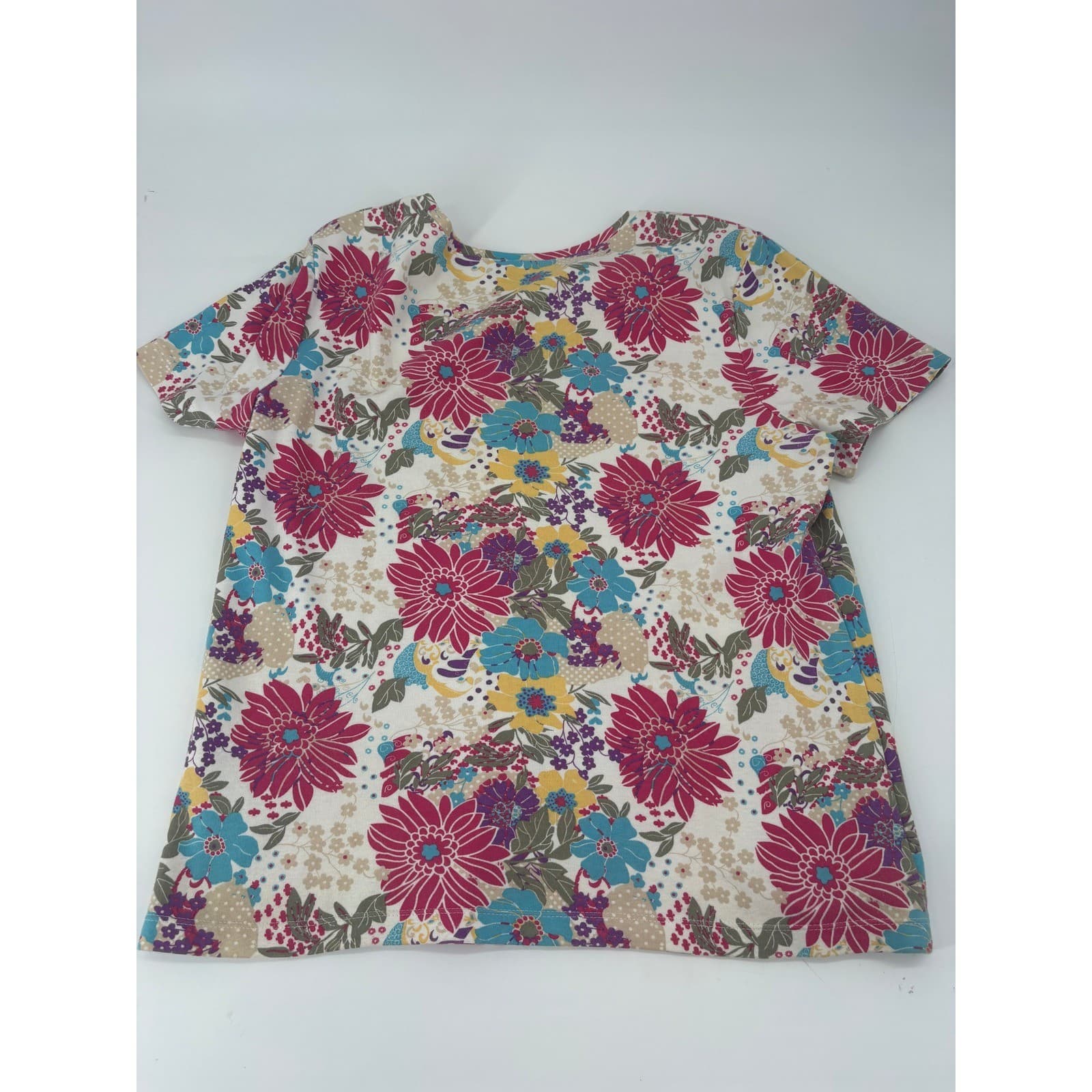 Bobbie Brooks Floral Short Sleeve Tee Crew Neck Size S Multicolor Womens - Thumbnail 7