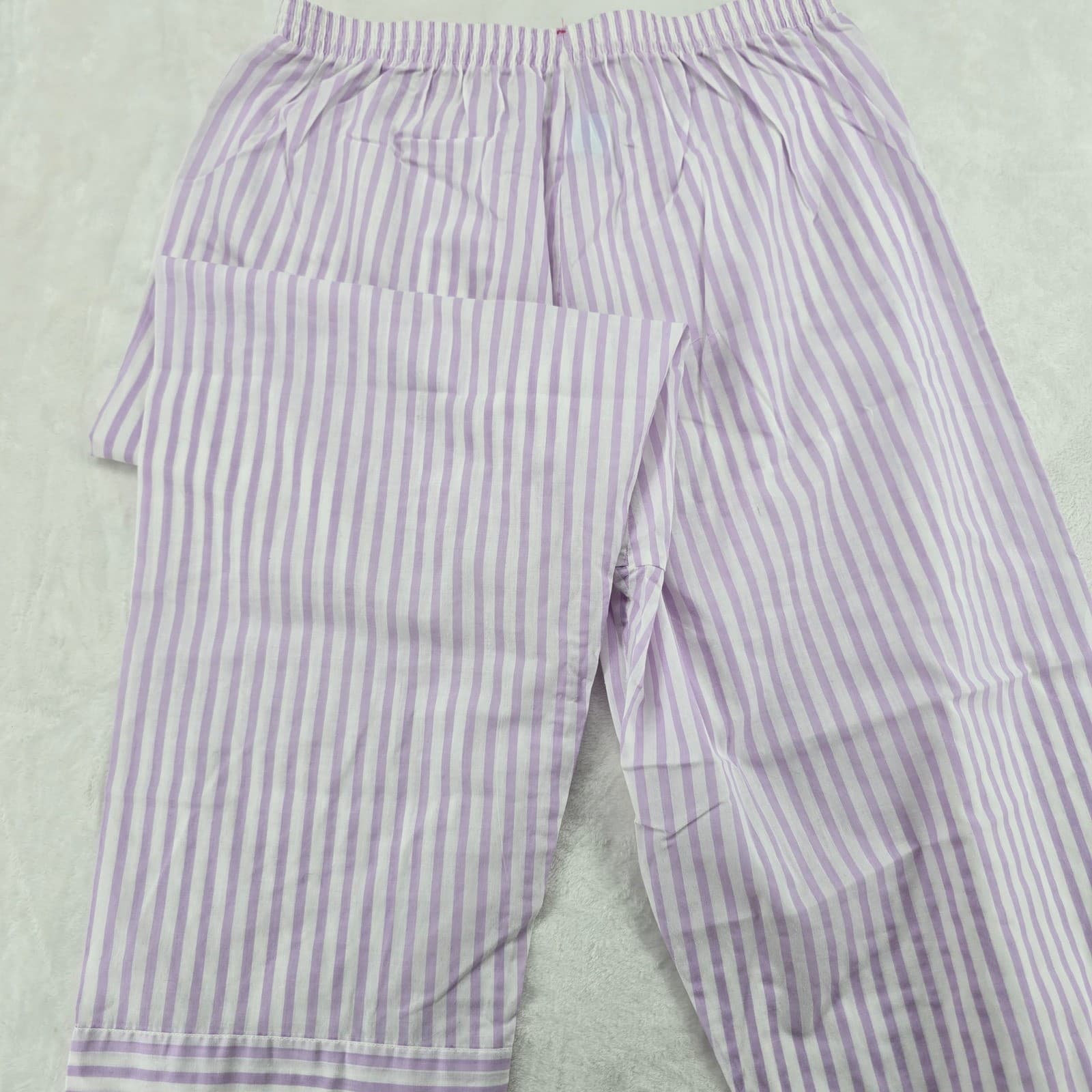 National Pajama Set Womens PXL Pajamas Purple Striped 2pc Cotton Blend 17704 - Thumbnail 10