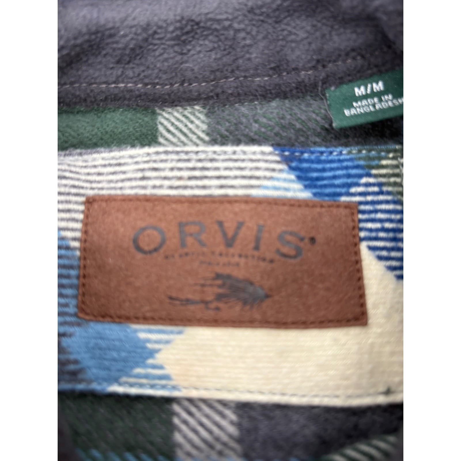 Orvis Classic Collection Flannel Shirt Plaid Heavyweight Medium Green Mens - Thumbnail 2