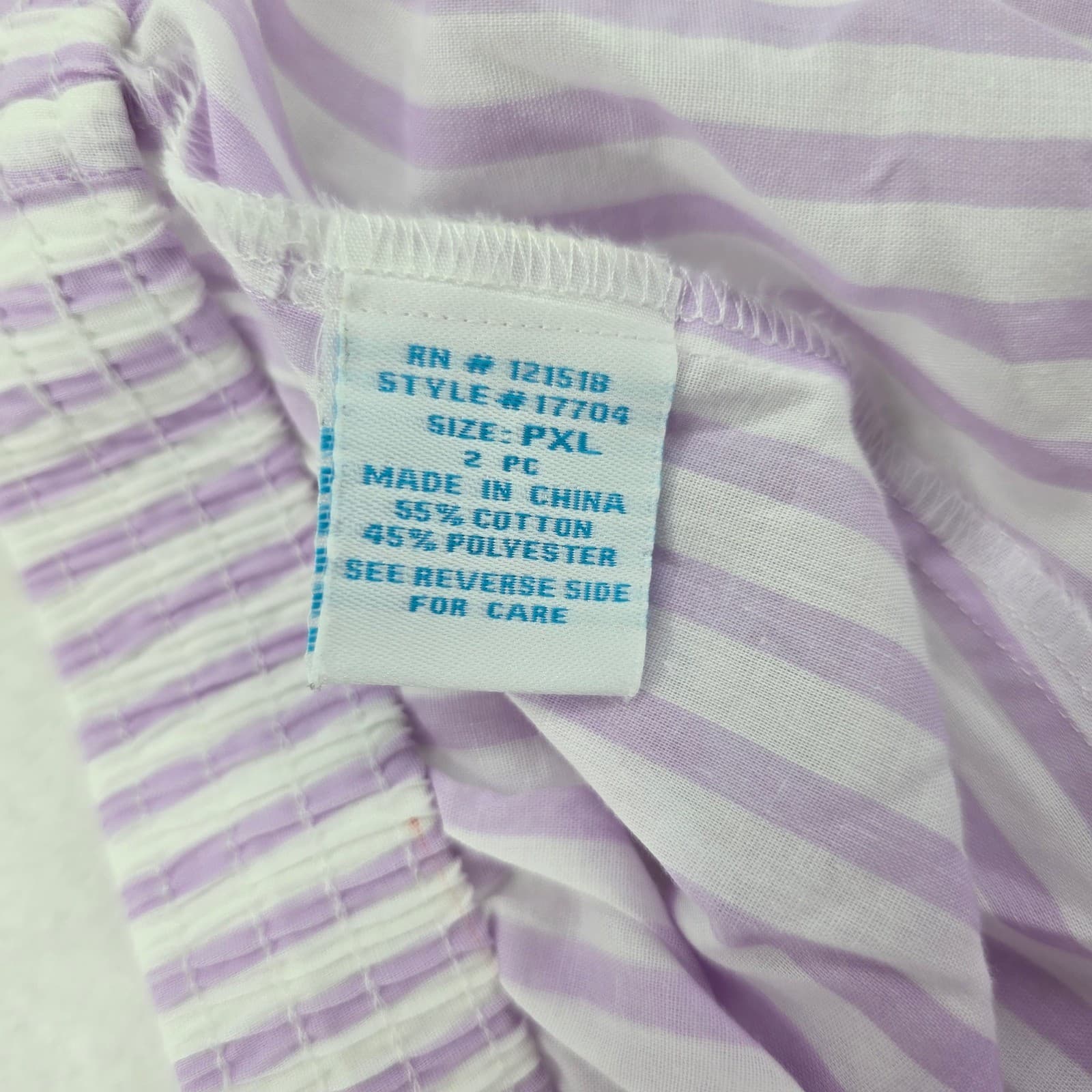 National Pajama Set Womens PXL Pajamas Purple Striped 2pc Cotton Blend 17704 - Thumbnail 6