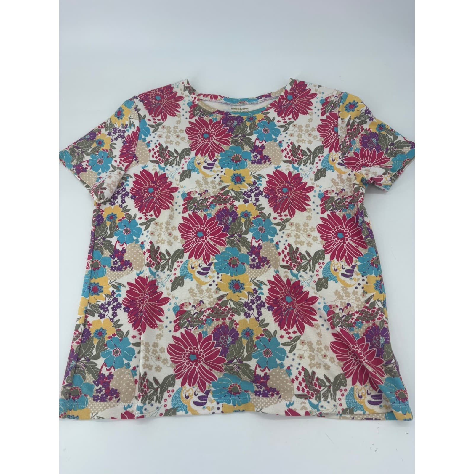 Bobbie Brooks Floral Short Sleeve Tee Crew Neck Size S Multicolor Womens - Thumbnail 2