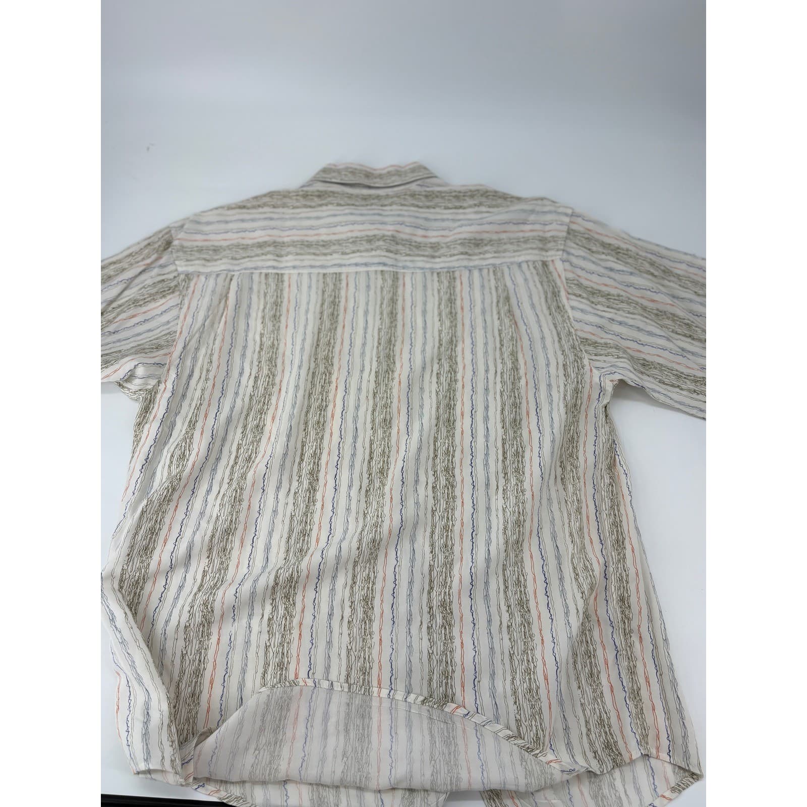 J. Garcia Abstract Stripe Rayon Button Up Shirt Small White Mens Short Sleeve - Thumbnail 7