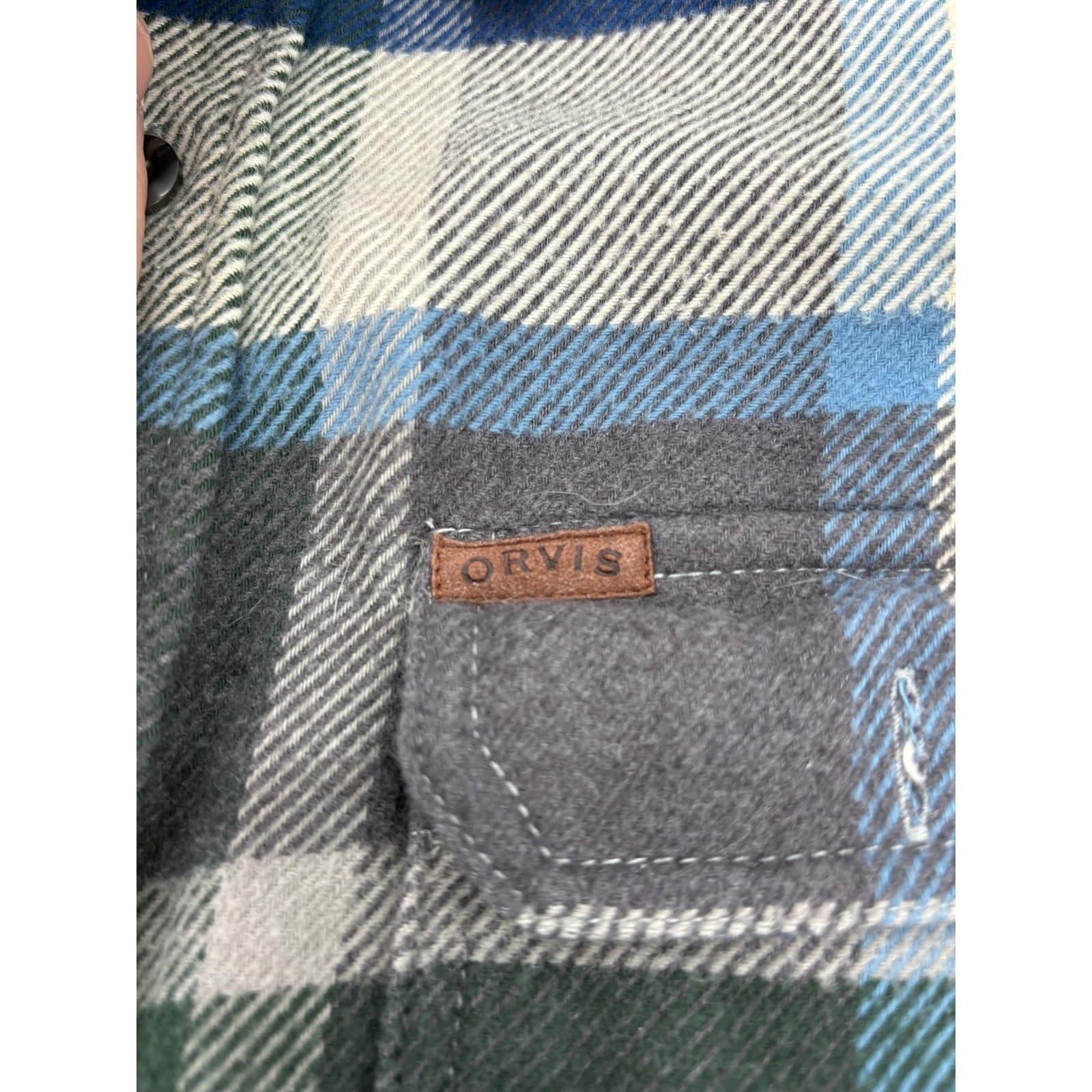 Orvis Classic Collection Flannel Shirt Plaid Heavyweight Medium Green Mens - Thumbnail 4