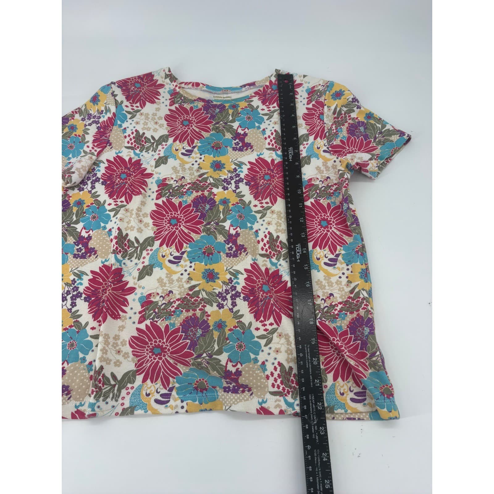 Bobbie Brooks Floral Short Sleeve Tee Crew Neck Size S Multicolor Womens - Thumbnail 3
