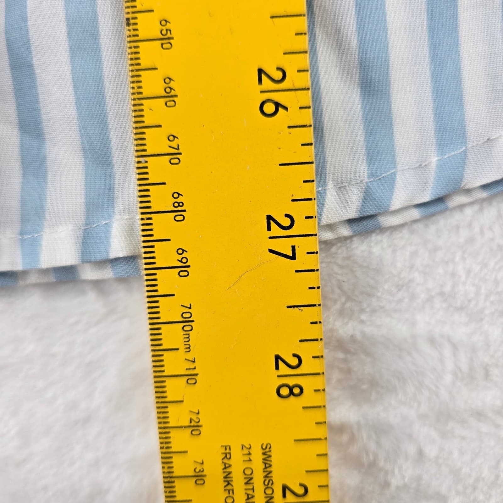 National Pajama Set Womens Large 2 PC Shorts Shirt Blue White Striped Cotton - Thumbnail 5