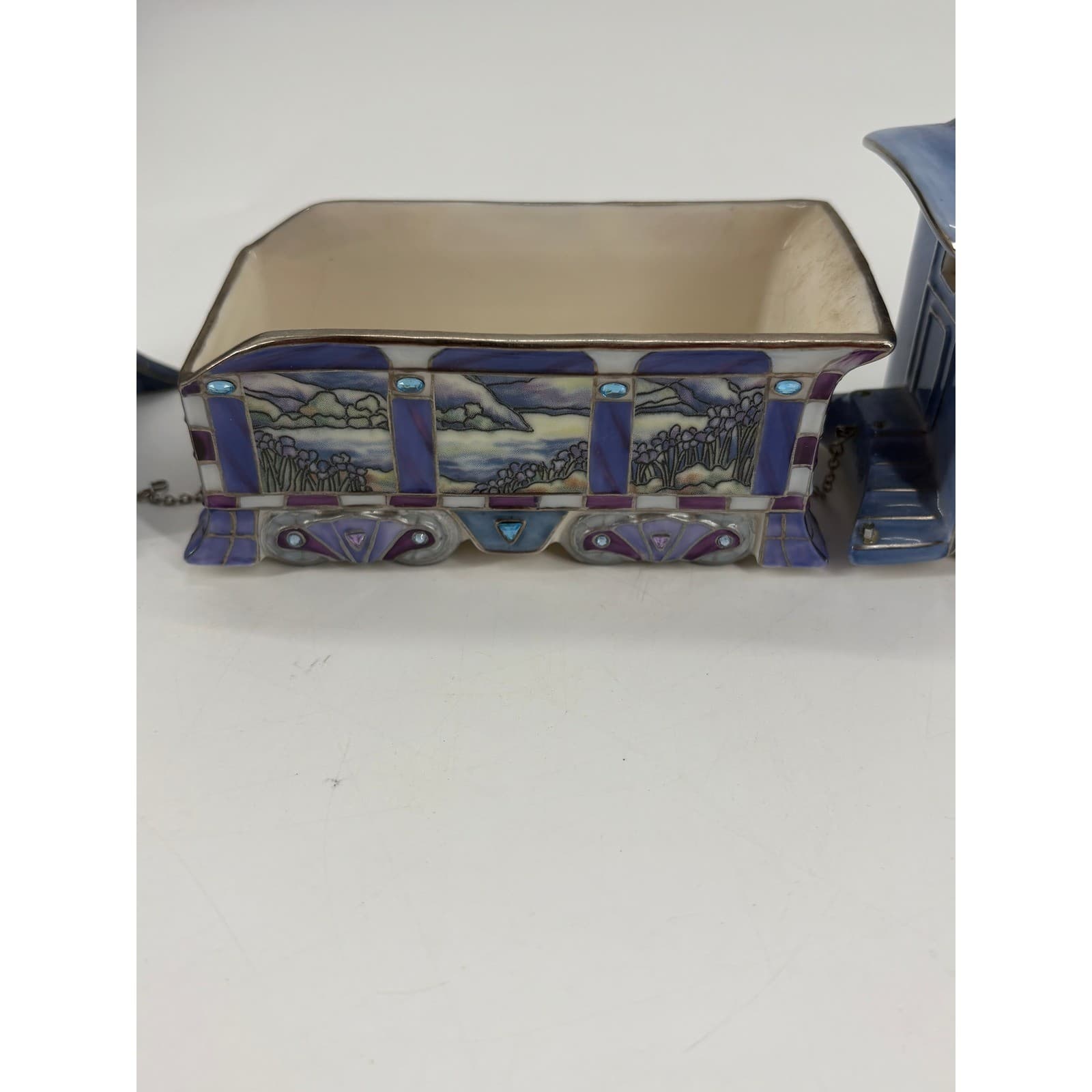 Bradford Editions Train Set Reflections on Louis Comfort Tiffany Blue 4pc Set - Thumbnail 8