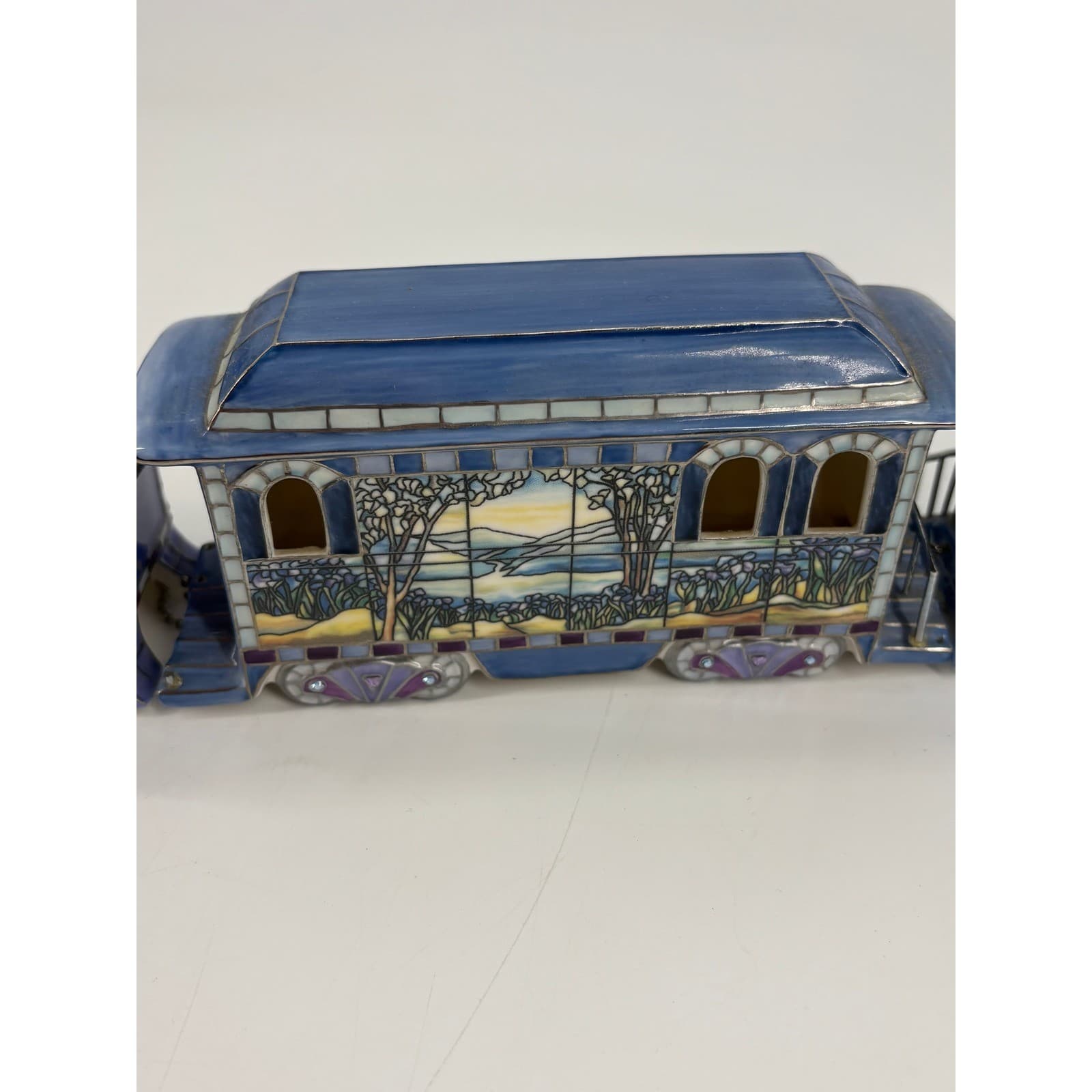 Bradford Editions Train Set Reflections on Louis Comfort Tiffany Blue 4pc Set - Thumbnail 7